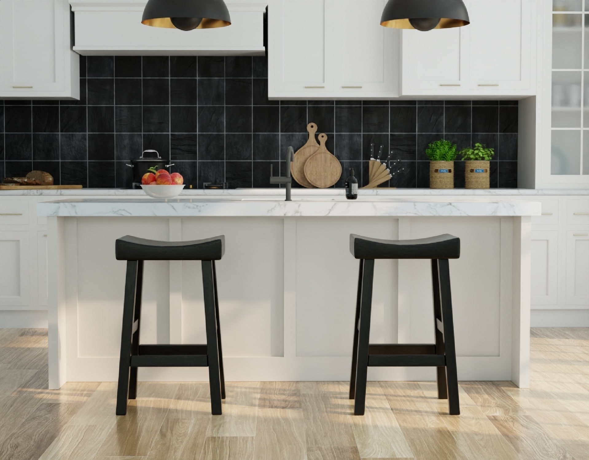 Black Wood 30" Saddle Style Backless Bar Stool