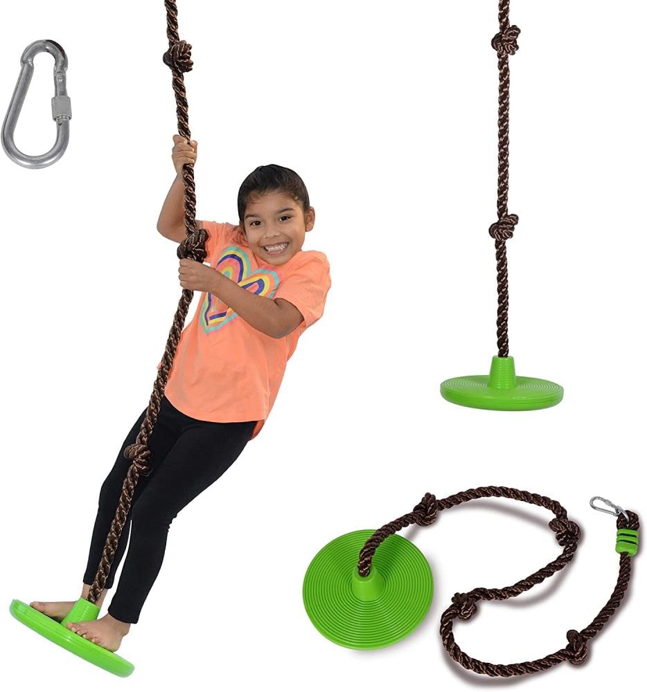 Climbing Rope Tree Swing with Disc Swings Seat Rope Ladder for Kids-  Playground Swingset Accessories Outdoor for Kids - Trees House Tire Saucer  Swing