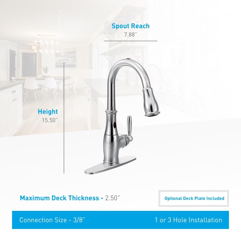 Moen Brantford with MotionSense Chrome 1-Handle Deck-Mount Pull-Down ...