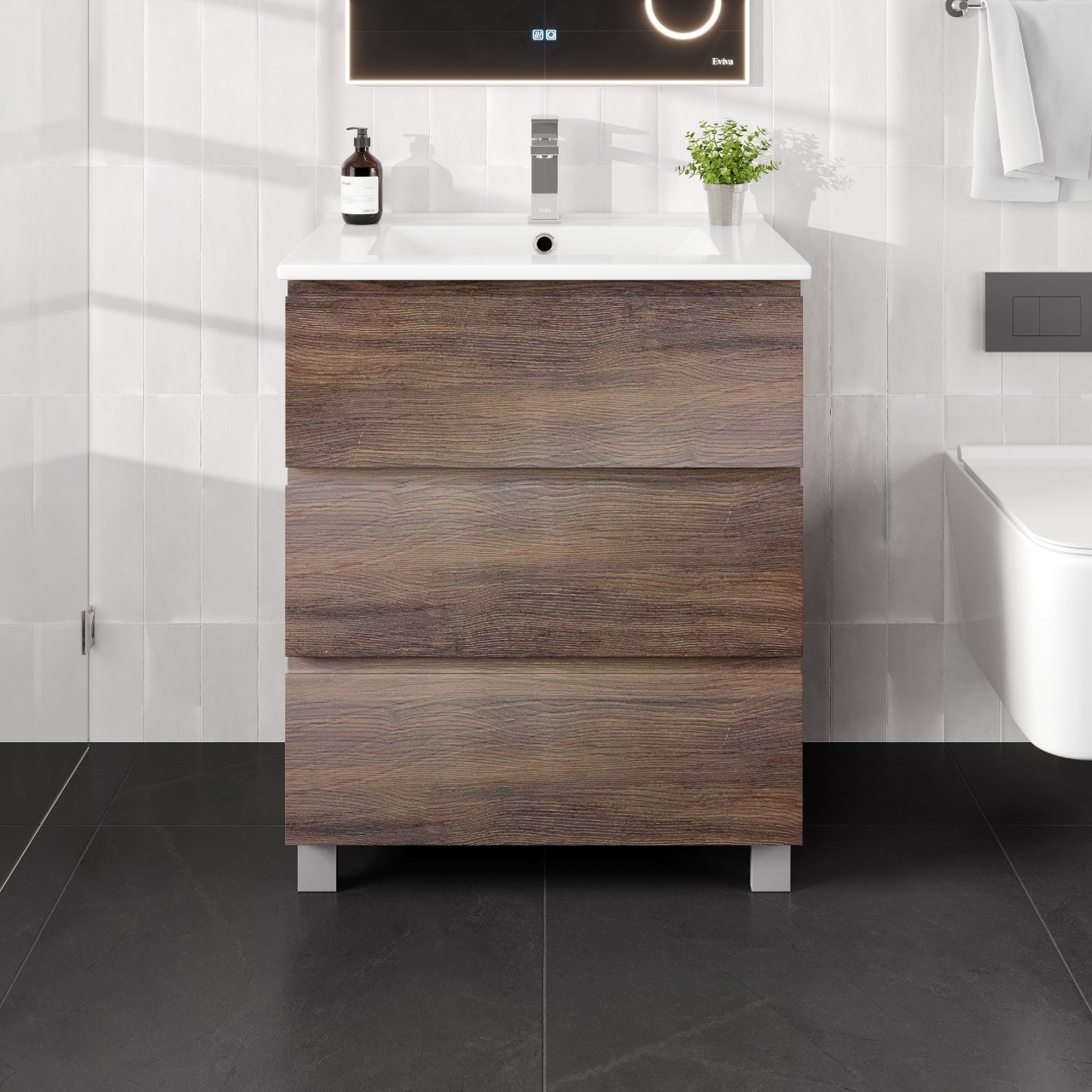 Eviva EVVN544-24WG Vigo 24-in Wenge Single sink Bathroom Vanity with White Porcelain Top