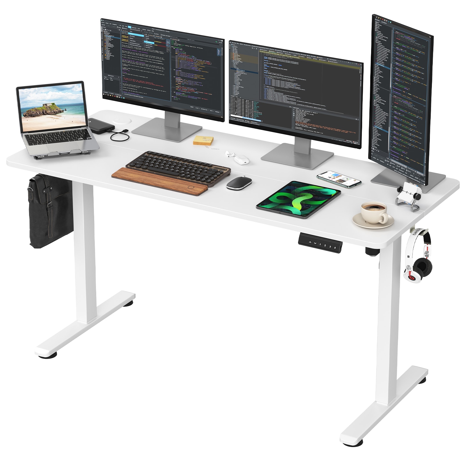 Maocao Hoom JL28102387 Electric Standing Desk 55-in White Modern/Contemporary Standing desk