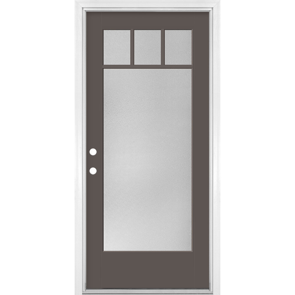 Masonite 1524604 36-in x 80-in x 4-9/16-in Fiberglass Full lite Left-hand inswing Timber Gray Painted Prehung Front Door with Brickmould Insulating core