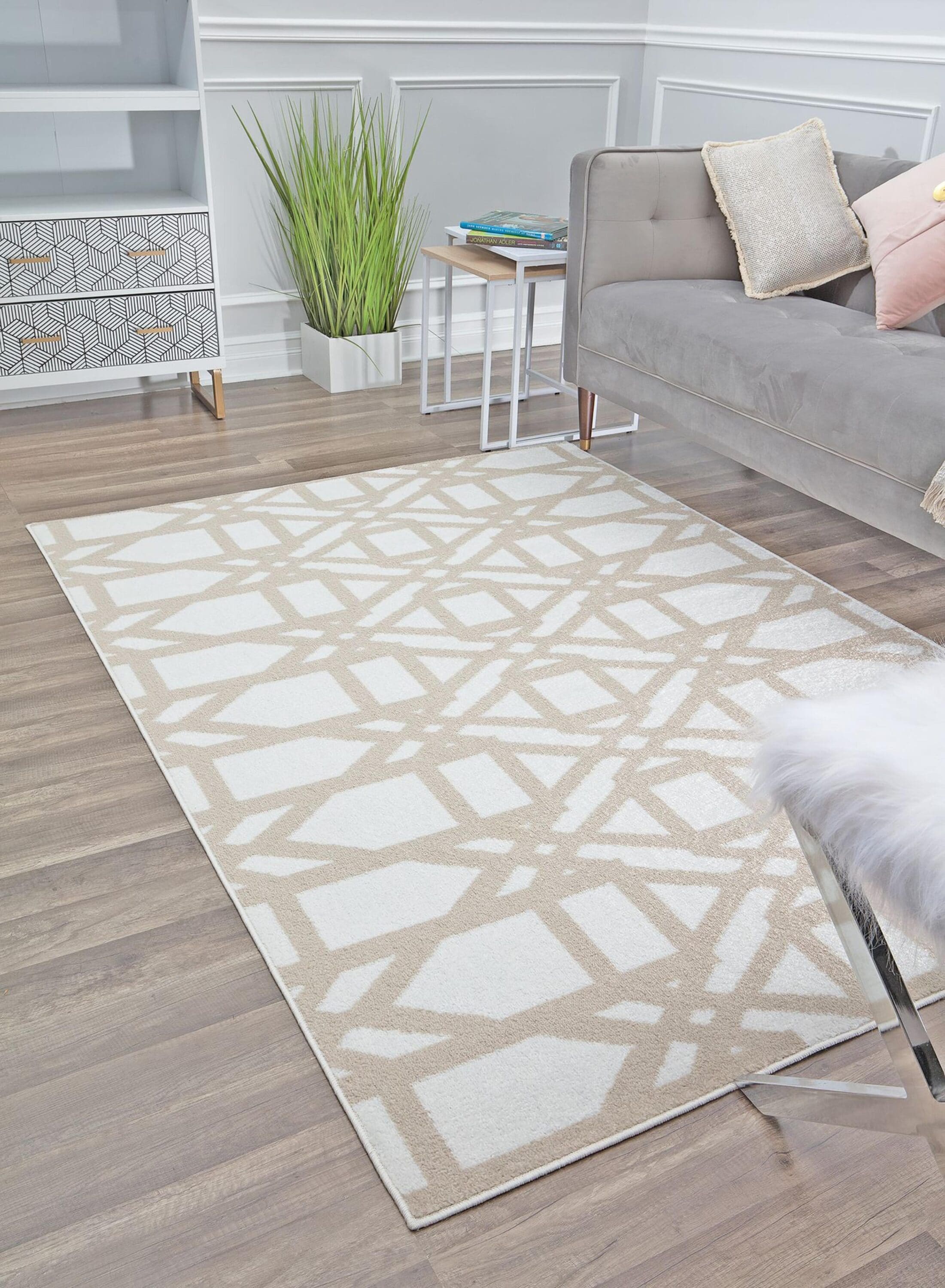 Rugs America 29110 Miko 5 x 7 (ft) Loomed Polypropylene Milk and Honey Rectangular Indoor Geometric Area rug