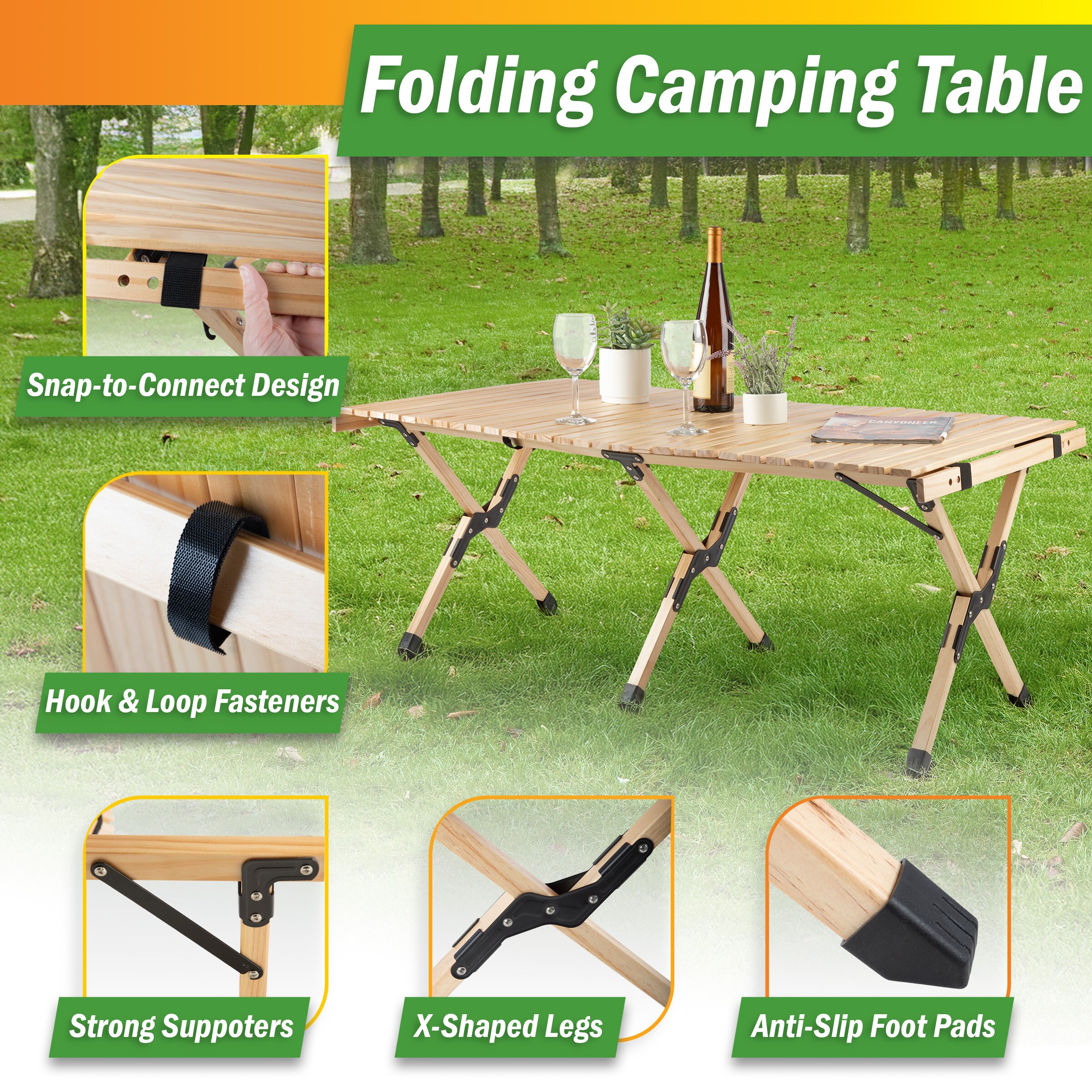 Wakeman 47.25-in Brown wood Rectangle Folding Picnic Table in the