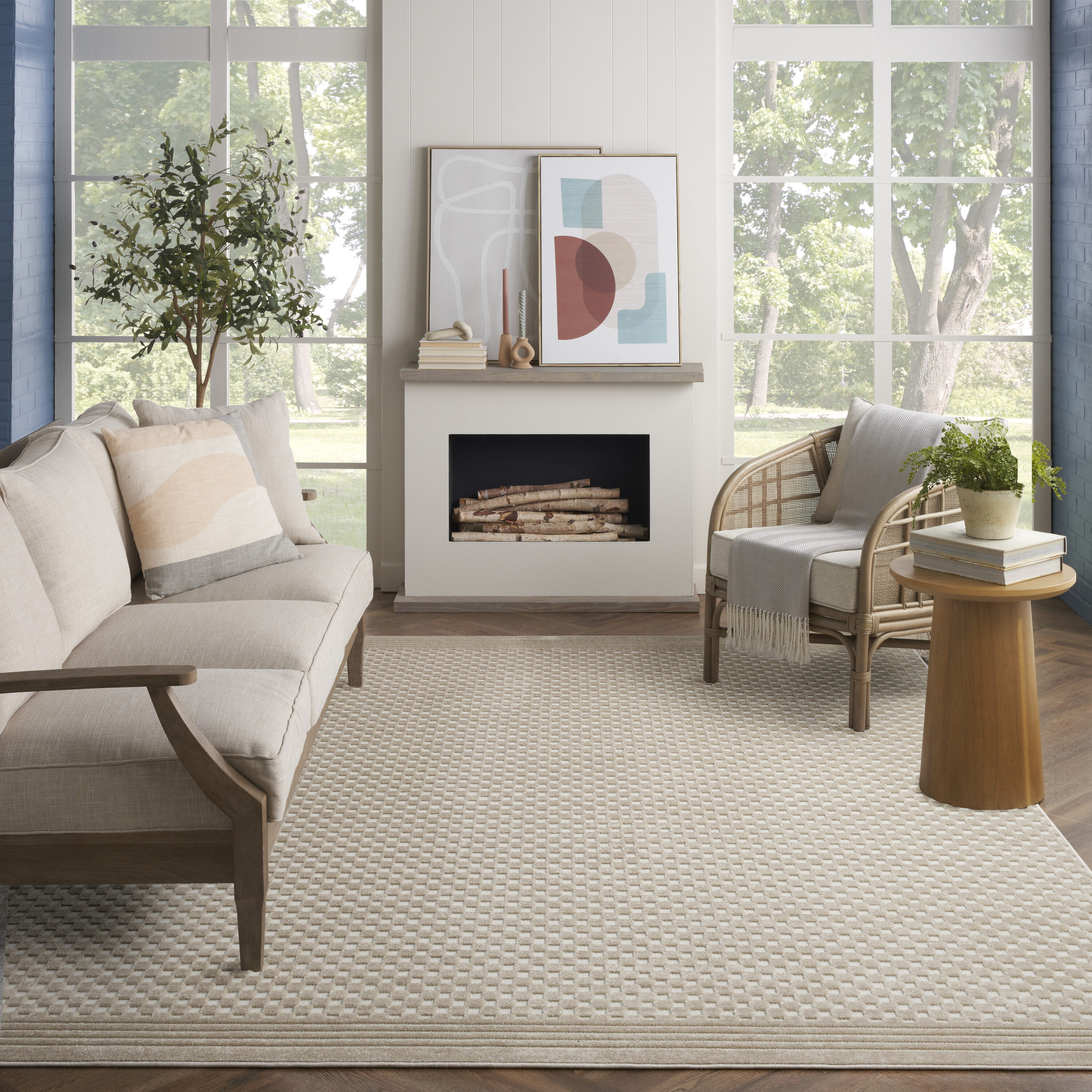 Nourison Home 099446983121 Casual 8 x 10 (ft) Polypropylene Beige Rectangular Indoor Geometric Area rug