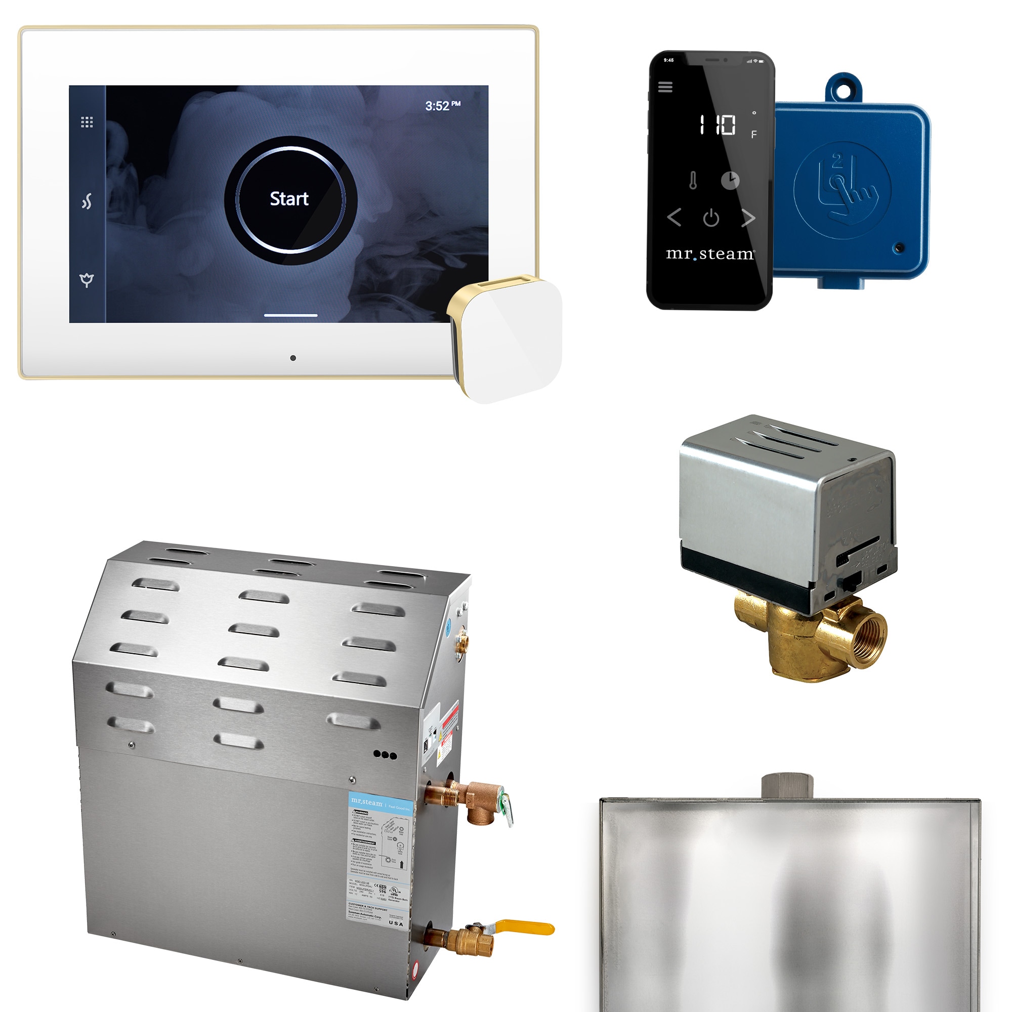 Mr. Steam 10C1ANHB000 10000-Watts White Satin Brass Steam generator control kit