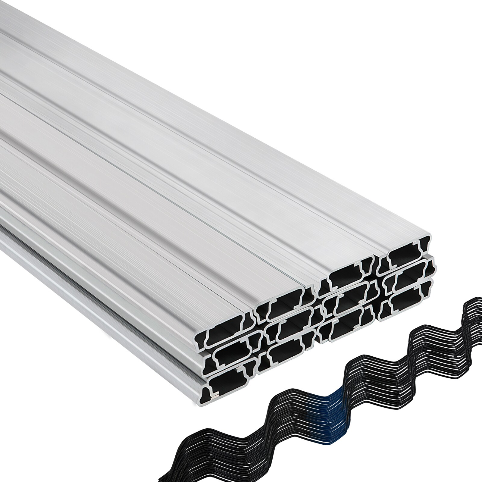 GIVIMO 6.56-ft Spring Wire and Lock Channel for Greenhouse 40-Pack PE Coated Wiggle Wire and Aluminum Alloy U-Channel Bundle for Plastic Poly Film Shade Cloth Attachment