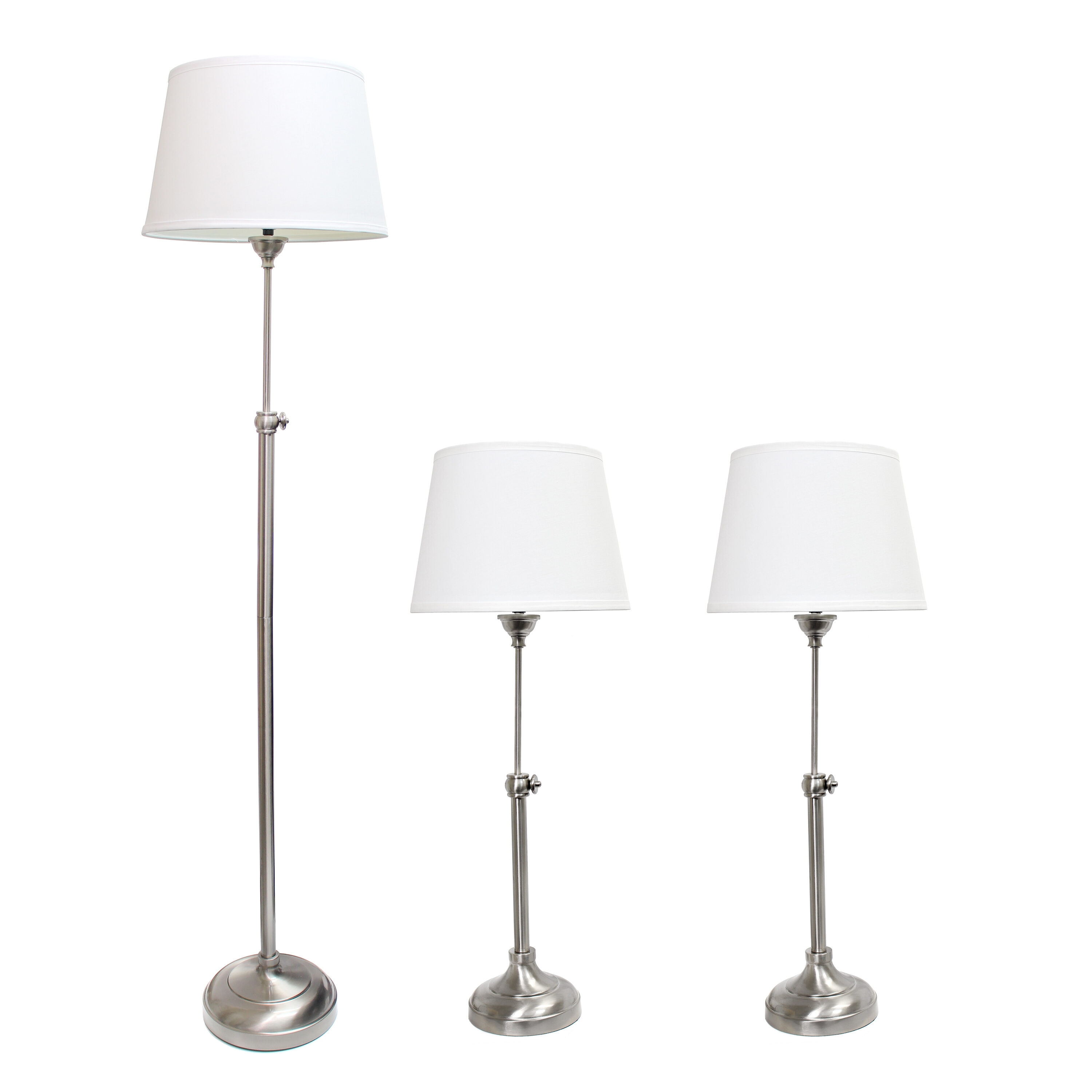 Elegant Designs LC1017-BSN Modern/contemporary Medium base (E-26) Lamp Set with White Shades
