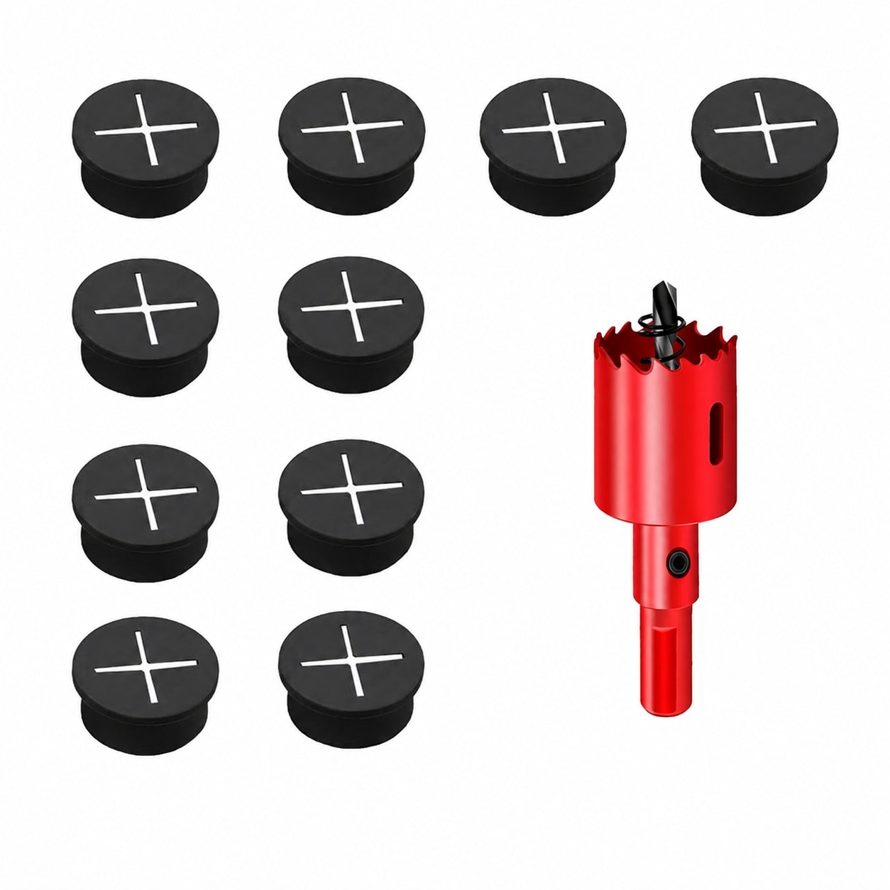 Aoibox 10 Pack Desk Cable Grommet 1 Inch 25mm Hole Cover with Hole Saw for Office and Home Table Wire Management #LAB9PN20