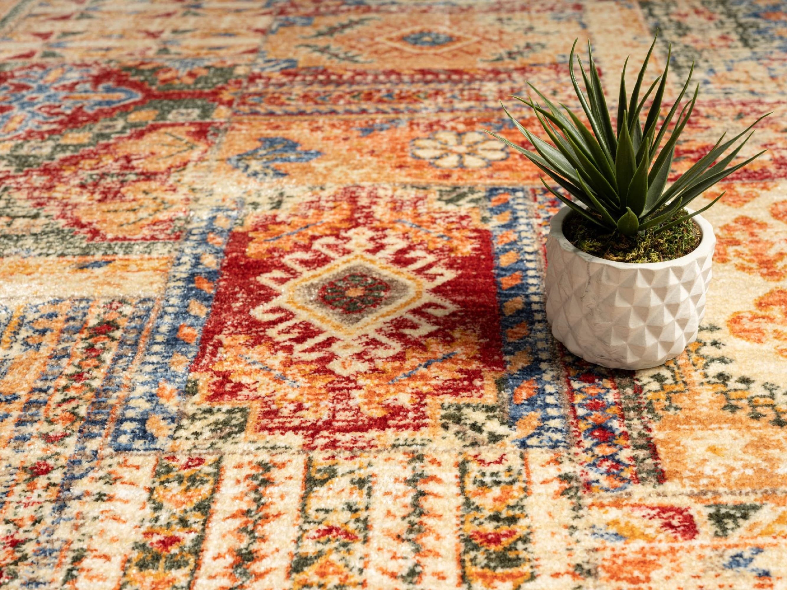 Heriz 8 x 11 Blue Abstract Synthetic Rectangular Rug