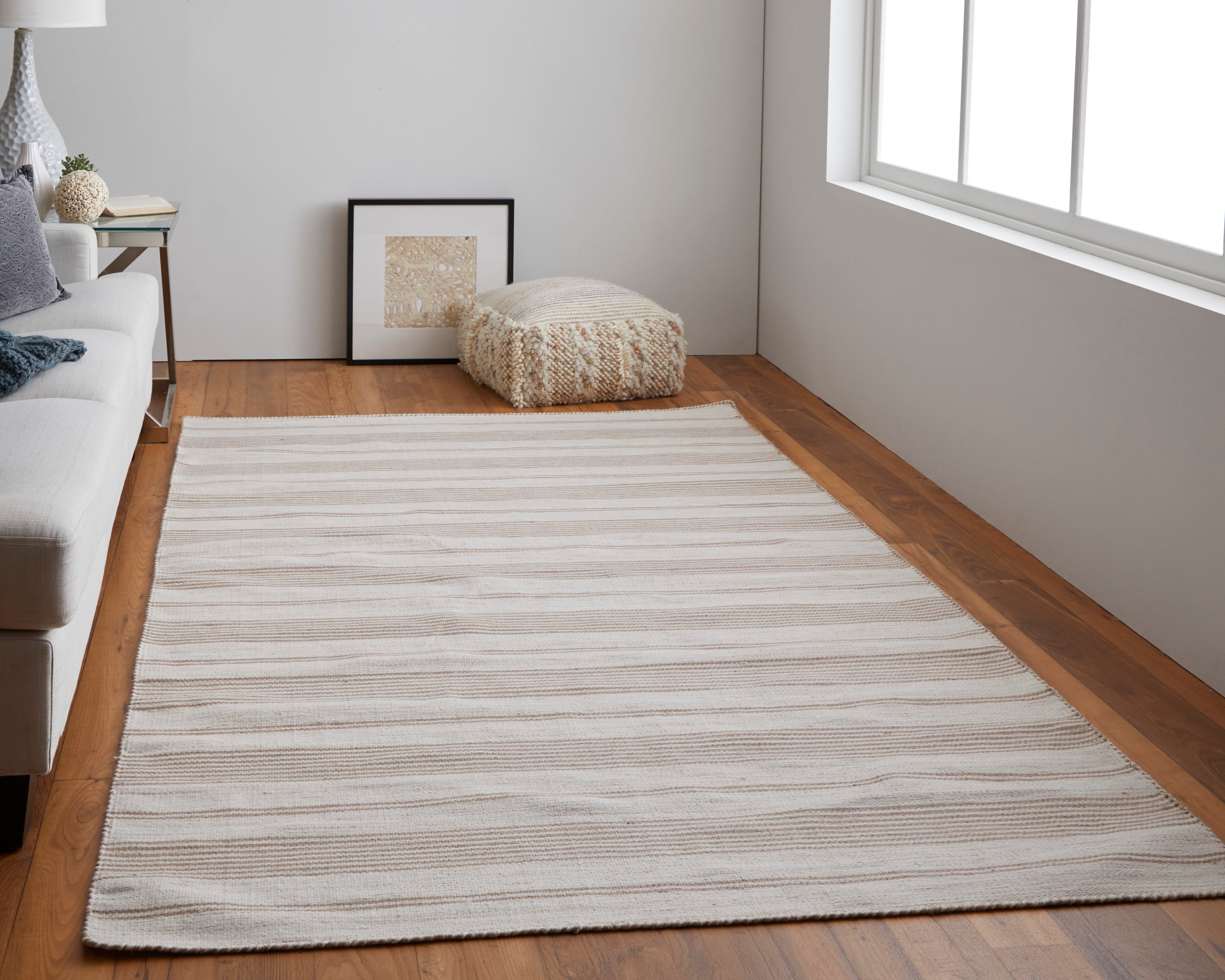 Room Envy 722R0560MSH000P00 Granberg 2 x 3 (ft) Loomed Polyester Rust Orange/Ivory Rectangular Indoor Stripe Coastal Area rug