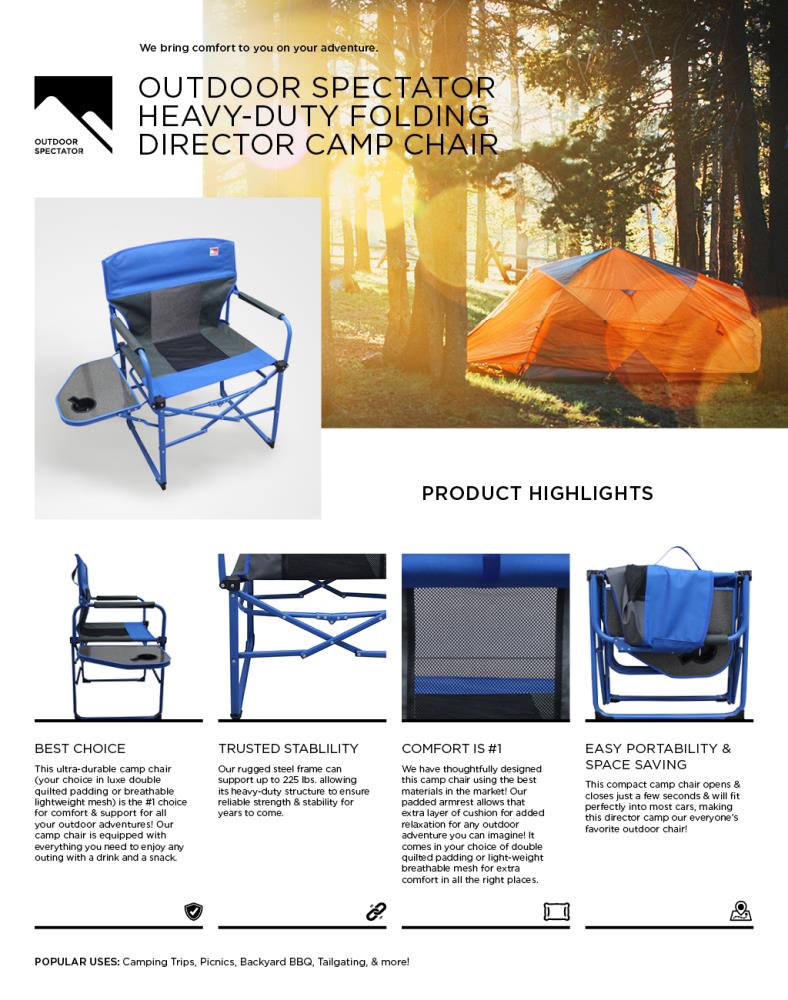 Heavy duty compact padded director discount folding camping chair outdoor spectator