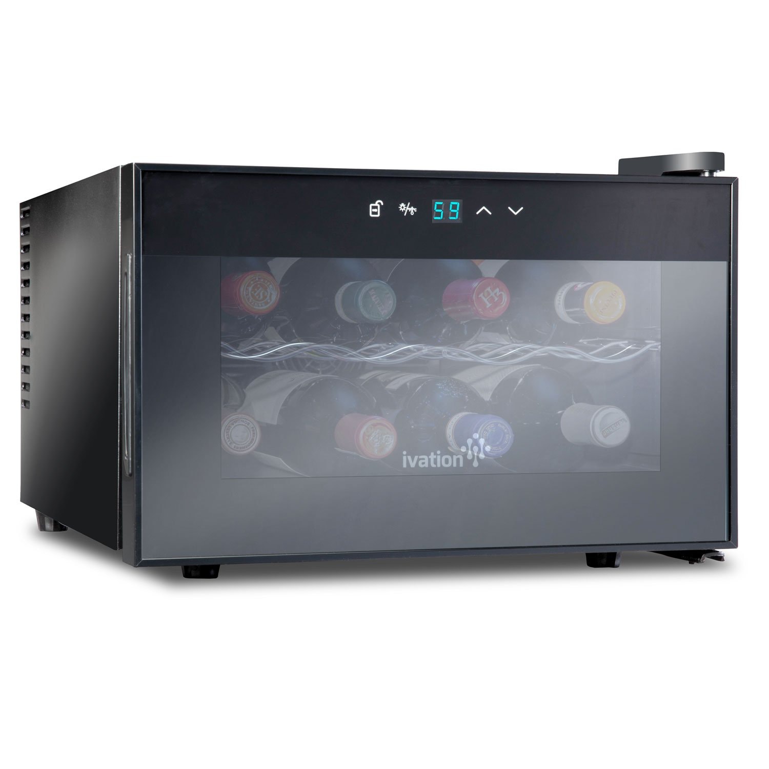 Ivation IVFWCT081HB 16.1-Inches W 8 -Bottles Black Freestanding Indoor Wine Cooler