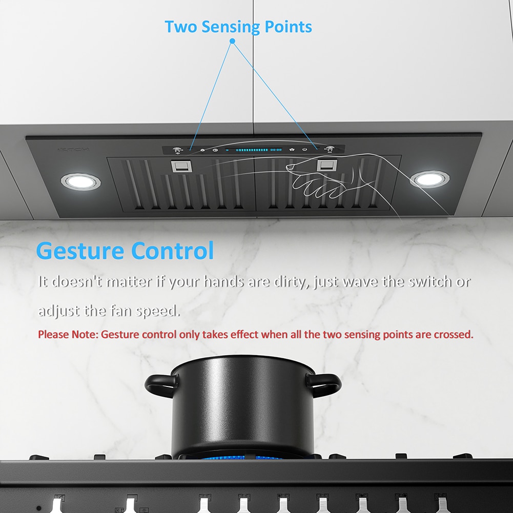 iKTCH 30-in Ducted 800-CFM Matte Black Insert Under Cabinet Range Hood ...