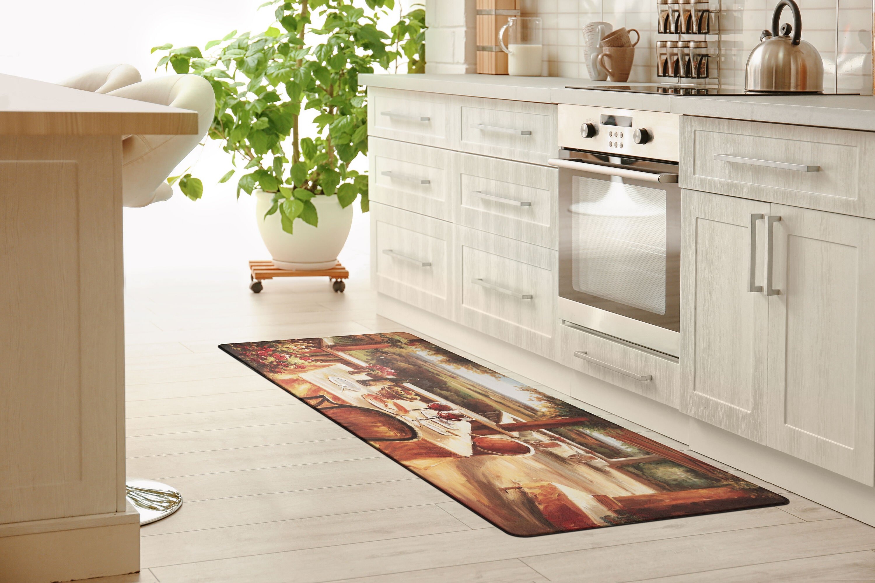 Village Restaurant Scenery Anti-Fatigue PVC Kitchen Mat