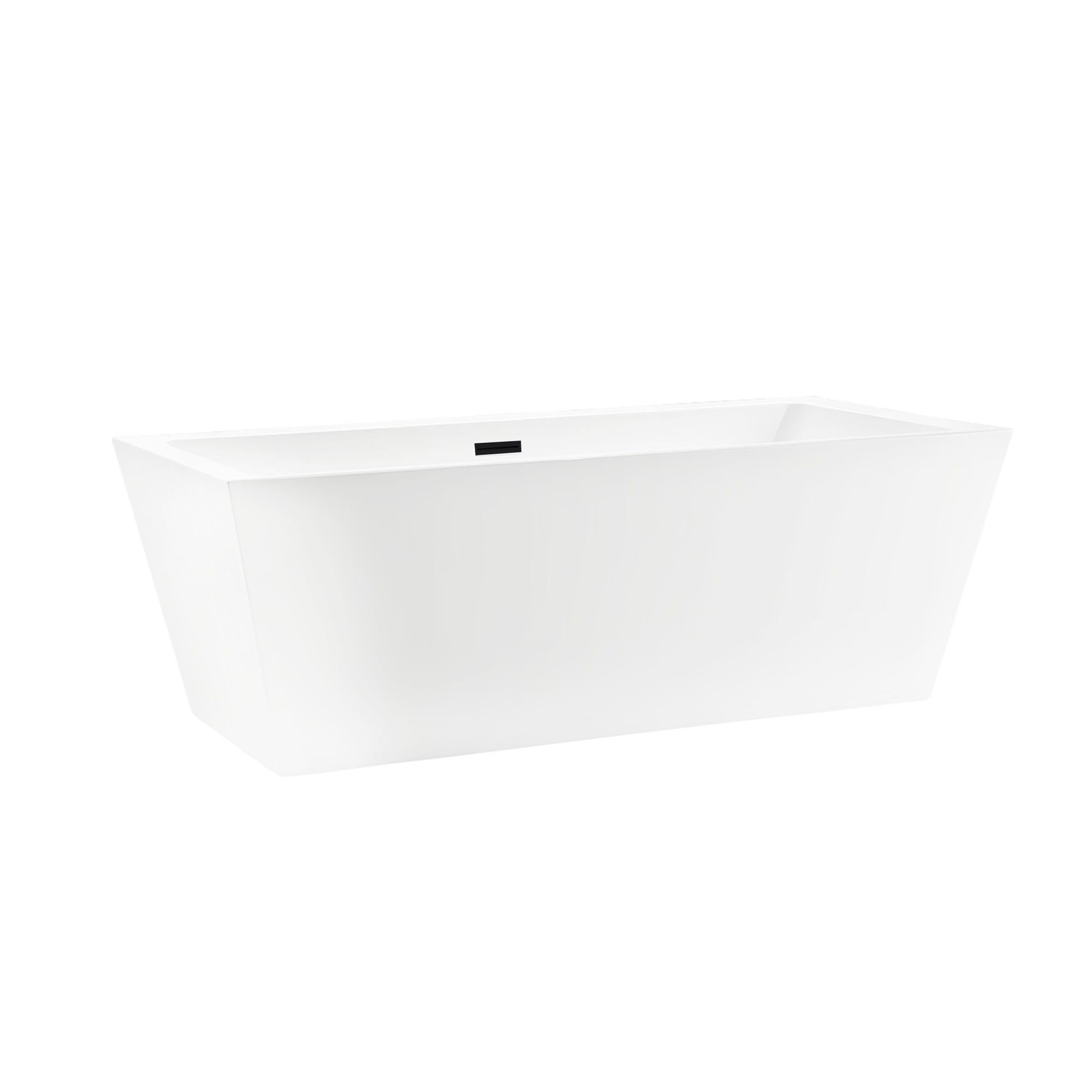 67" White Acrylic Freestanding Soaking Bathtub with Matte Black Overflow