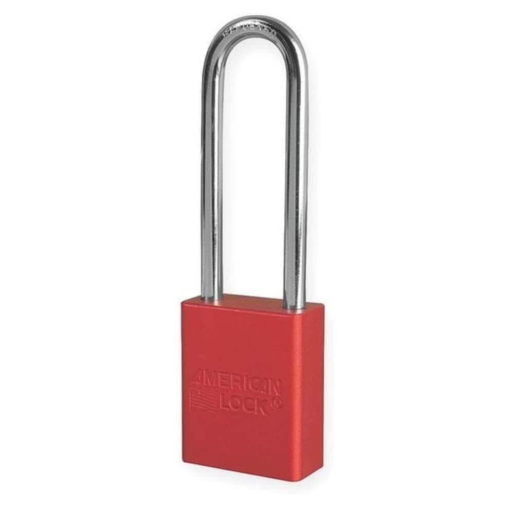 American Lock  Anodized Aluminum Safety Padlock Keyed Different 1-1/2 in Wide with 3 in Tall Shackle Red