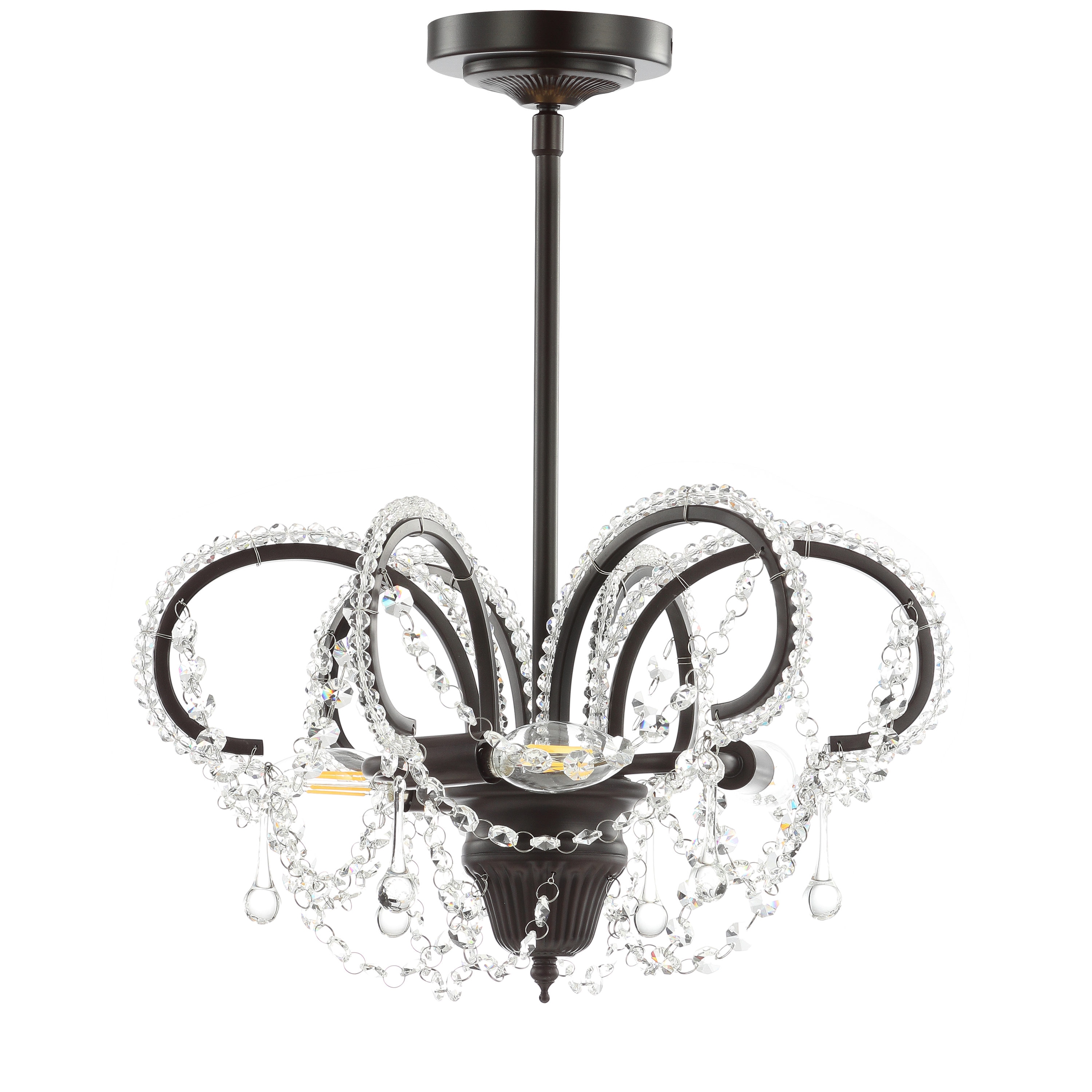 Bronze Crystal LED Adjustable Ceiling Mount Chandelier
