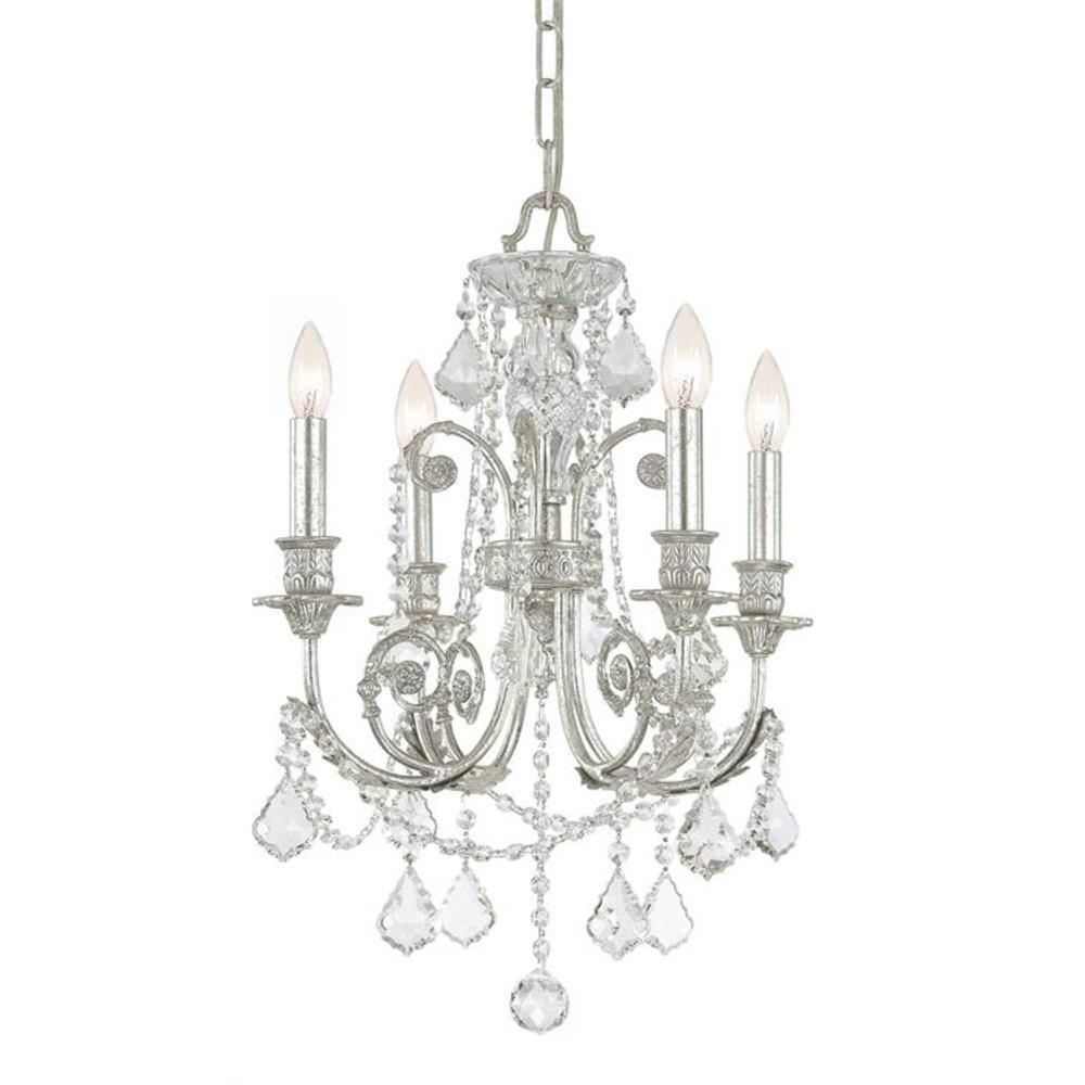 Crystorama Regis 4-Light Brushed Steel Traditional Dry rated Chandelier ...