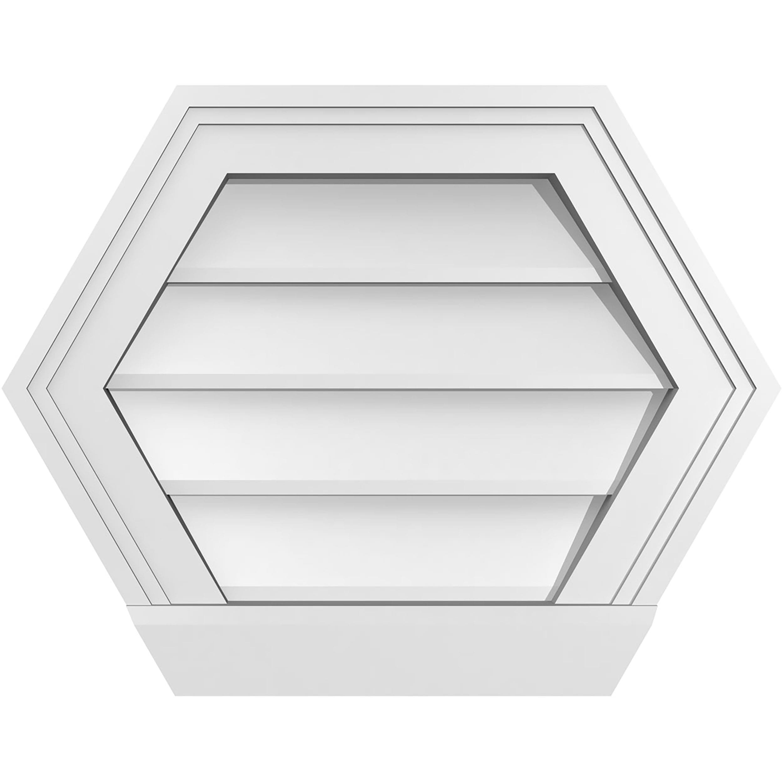 Ekena Millwork GVPHP18X1403SN 18-Inches x 14-Inches Off-white Peaked PVC Gable Louver Vent