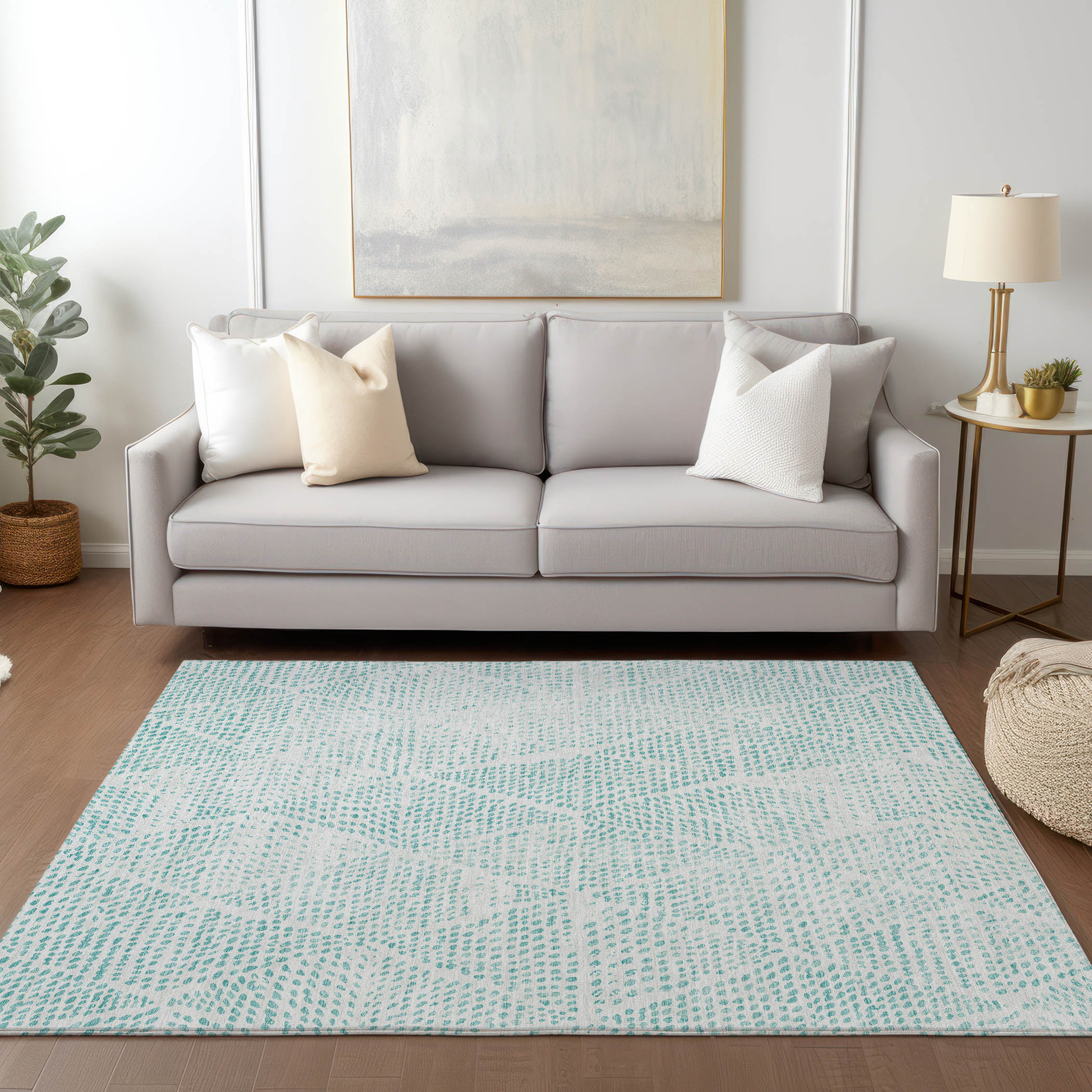 Addison Rugs ACN591AQ30X46 Chantille ACN591AQ 2 x 3 (ft) Polyester Aqua Rectangular Indoor/Outdoor Geometric Machine washable Area rug