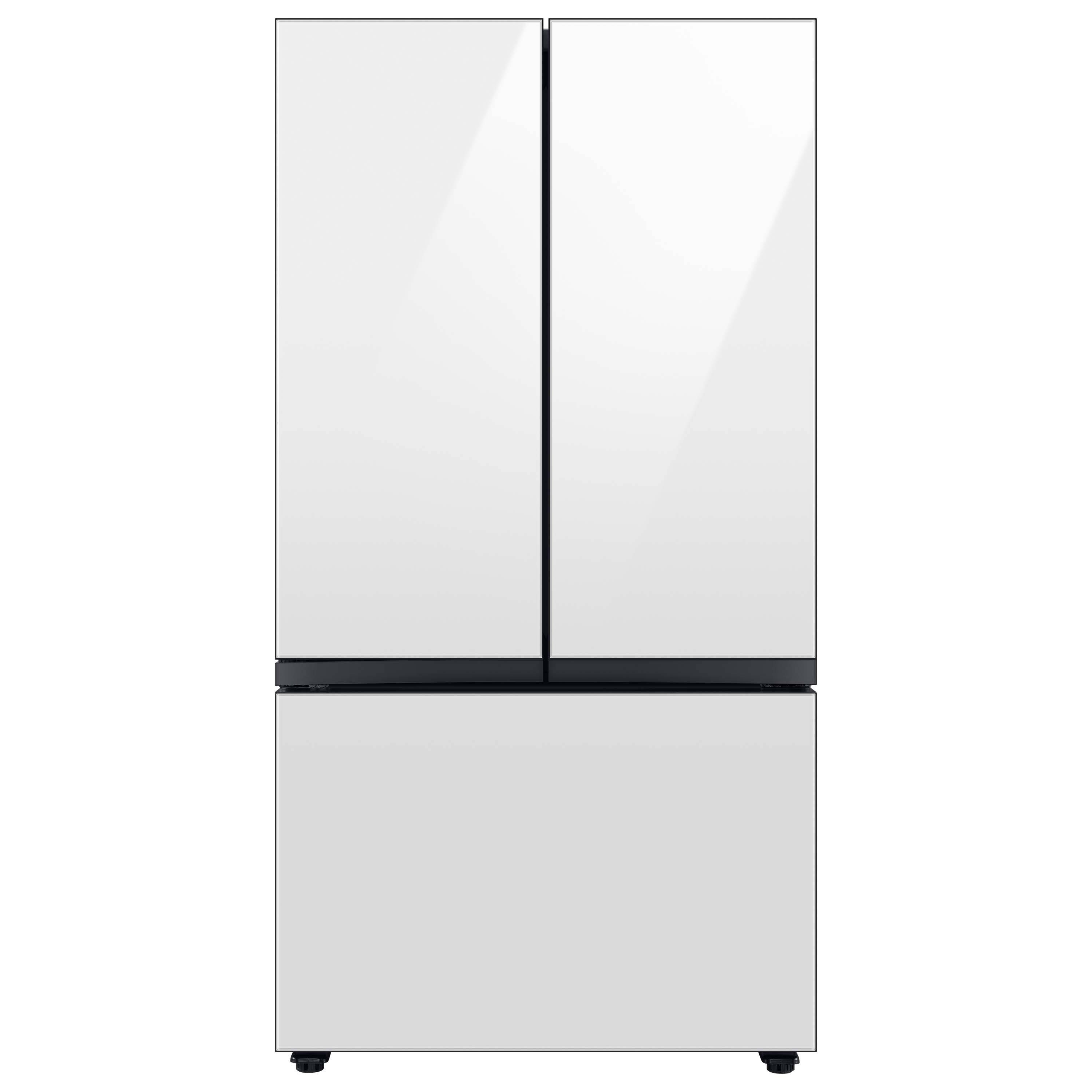 Samsung Bespoke 30.1-cu ft Smart French Door Refrigerator with Dual Ice Maker and Water Dispenser and Door within Door (White Glass- All Panels) ENERGY STAR