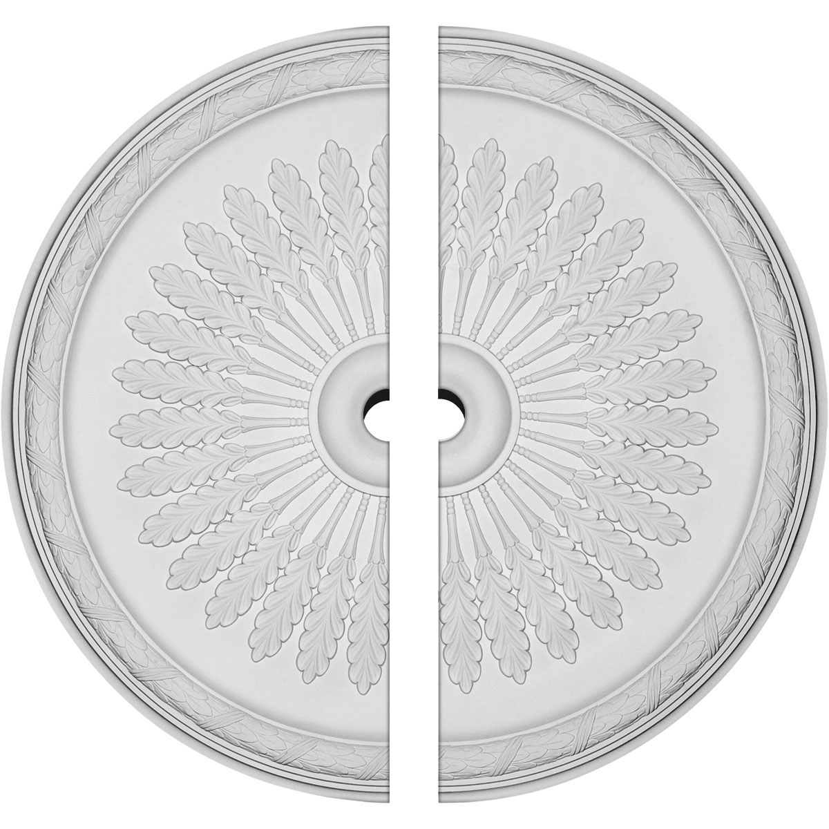 Ekena Millwork CM36JU2-03000 Juniper 36-in W x 36-in L Architectural White Urethane Split Ceiling Medallion