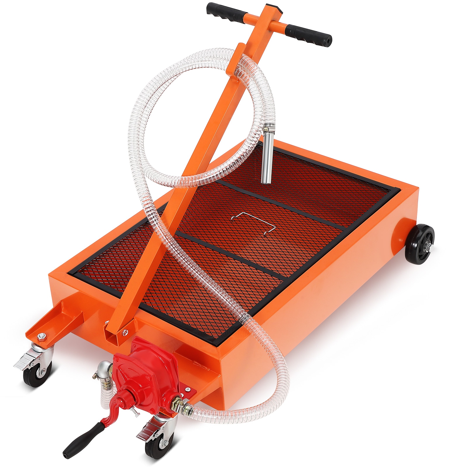 IdealHouse - Waste Oil Drain Pan with Pump - 15 Gallon Low Profile Manual Oil Drain Change Pan wi...