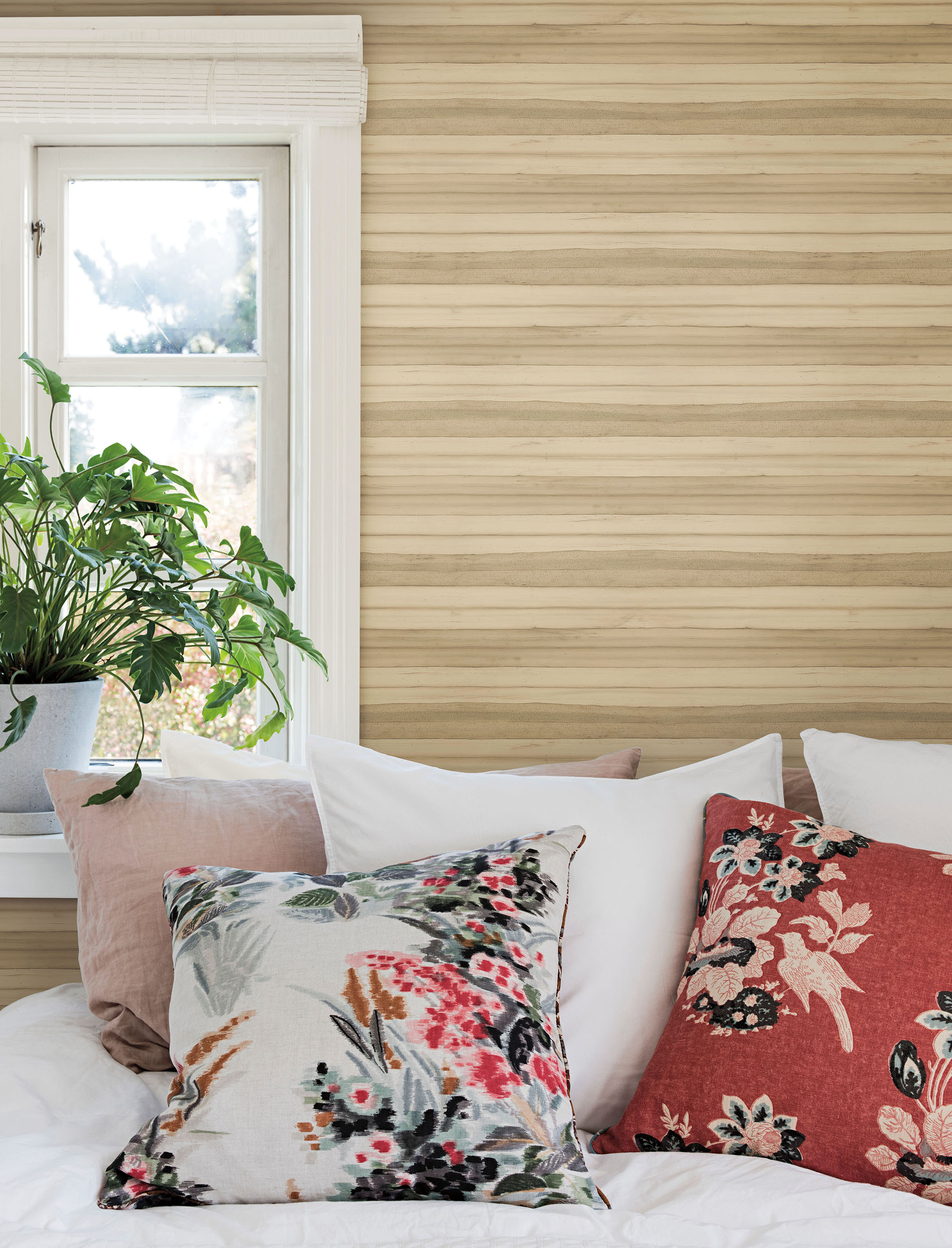 York Wallcoverings GO8261 Greenhouse 60.8-Sq. Feet Oak Non-woven Stripes Prepasted Water Activated Paste Wallpaper