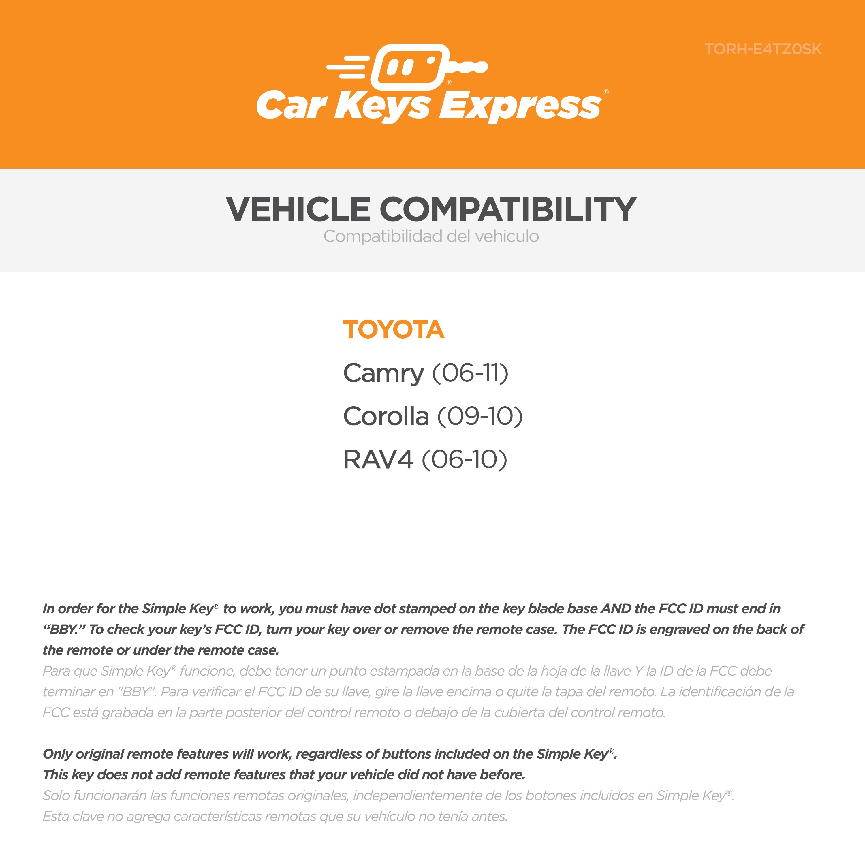 Car Keys Express TORH-E4TZ0SK c060438 - View #2