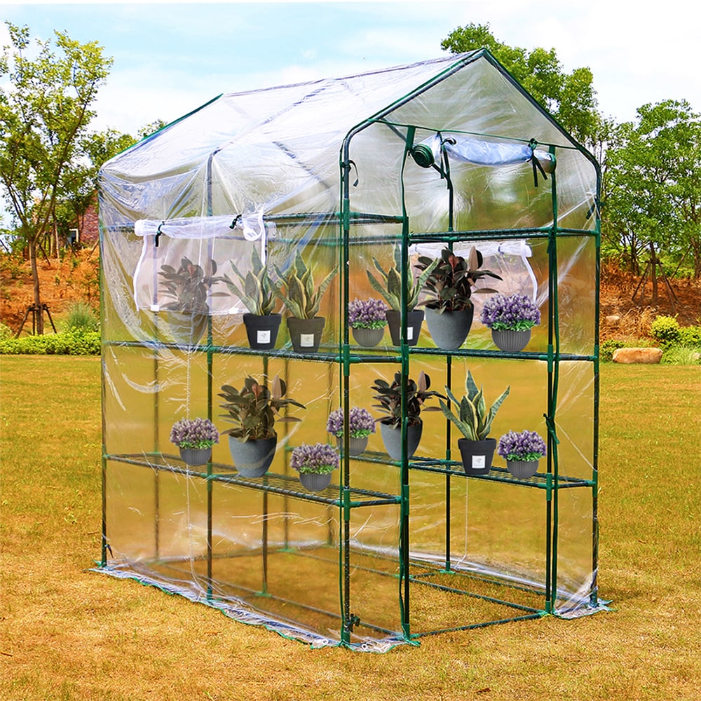 Worth Garden Worth greenhouse 3.9-ft L x 5.6-ft W x 6.3-ft H Green ...