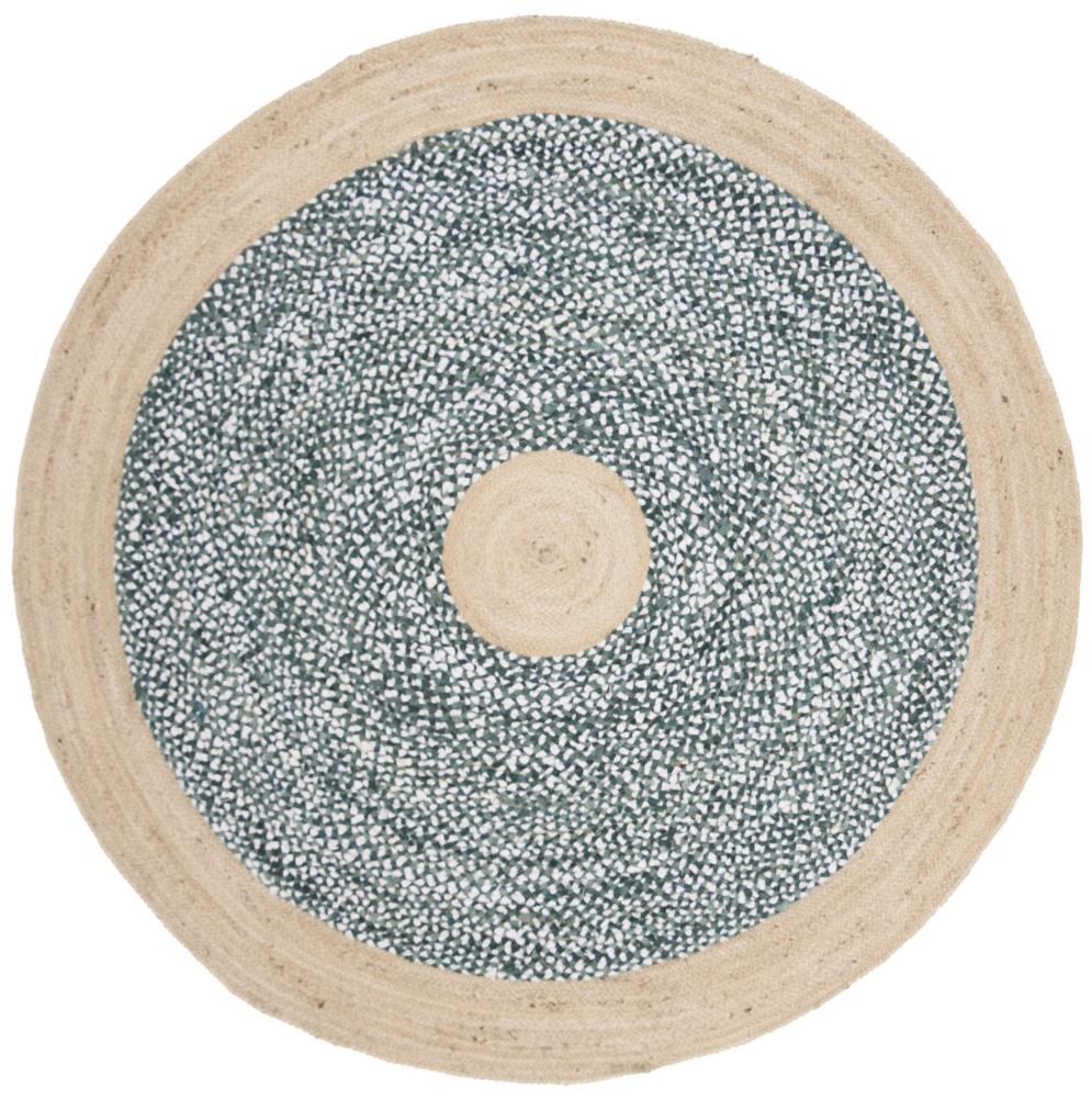 Safavieh CAP210M-6R Cape Cod Brookline 6 x 6 (ft) Jute Light Blue/Natural Round Indoor Abstract Coastal Area rug