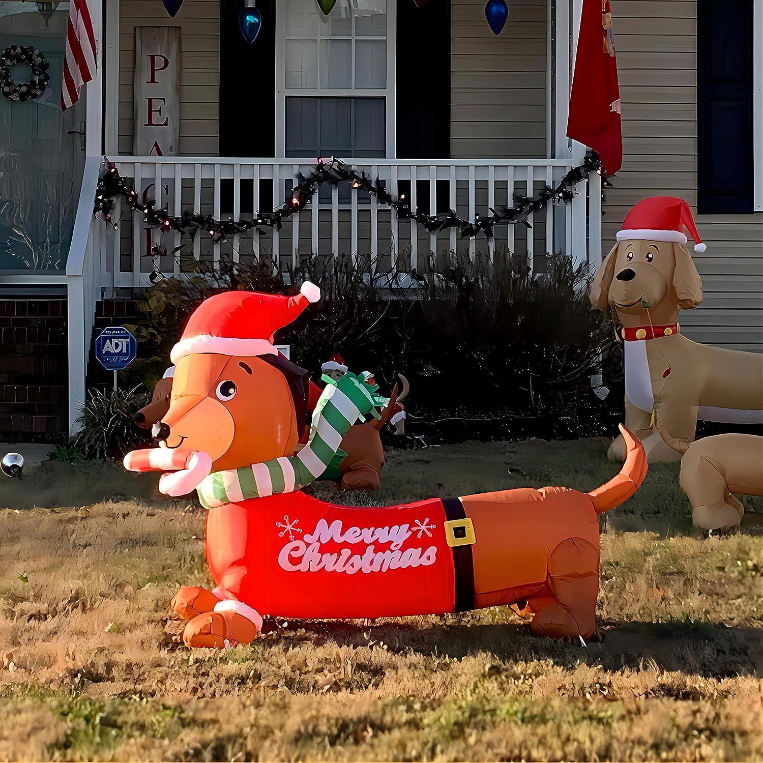 GOOSH 3.6-ft Lighted Dog Christmas Inflatable In The Christmas ...