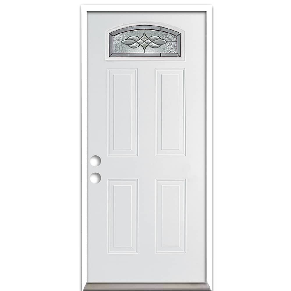 RELIABILT LO525407 Hampton 36-in x 80-in x 4-5/8-in Fiberglass 1/4 lite Right-hand inswing Primed Unfinished Prehung Front Door Insulating core