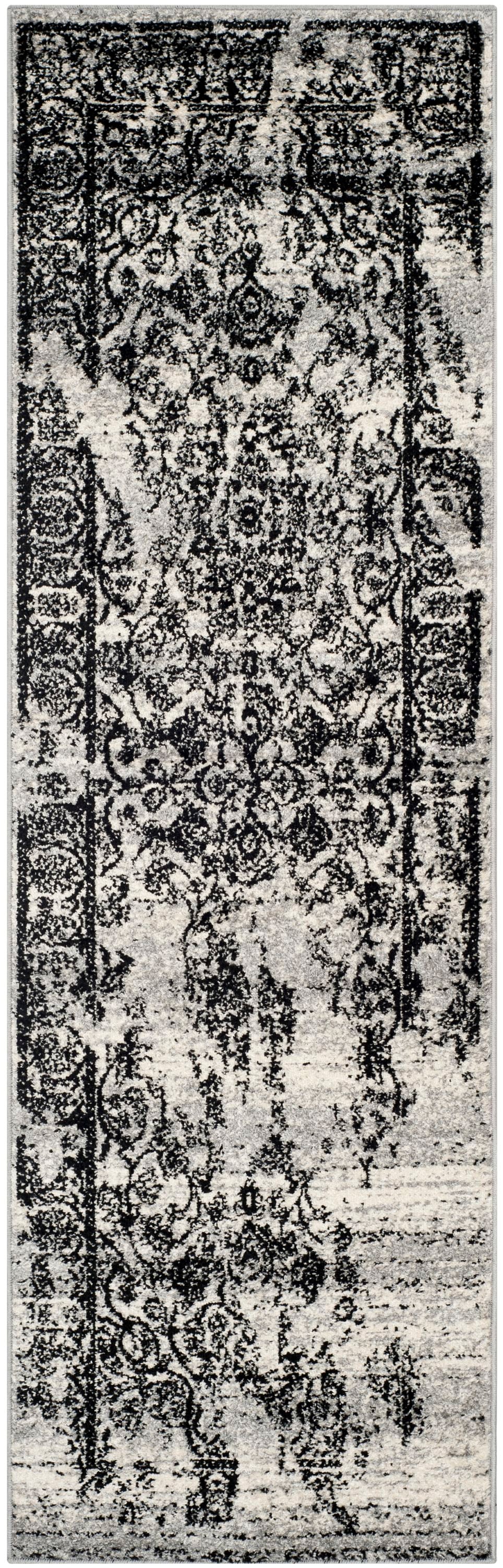 Safavieh ADR101A-218 Adirondack Plaza 2 x 18 (ft) Loomed Polypropylene Silver/Black Rectangular Indoor Distressed/Overdyed Vintage Runner rug