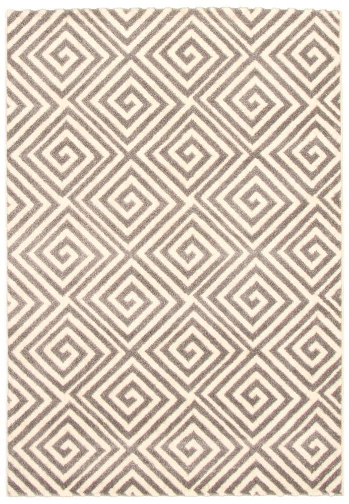 ECARPETGALLERY 332261 Alexa 7 x 10 (ft) Loomed Polypropylene Gray Ivory Tan Rectangular Indoor Geometric Vintage Area rug