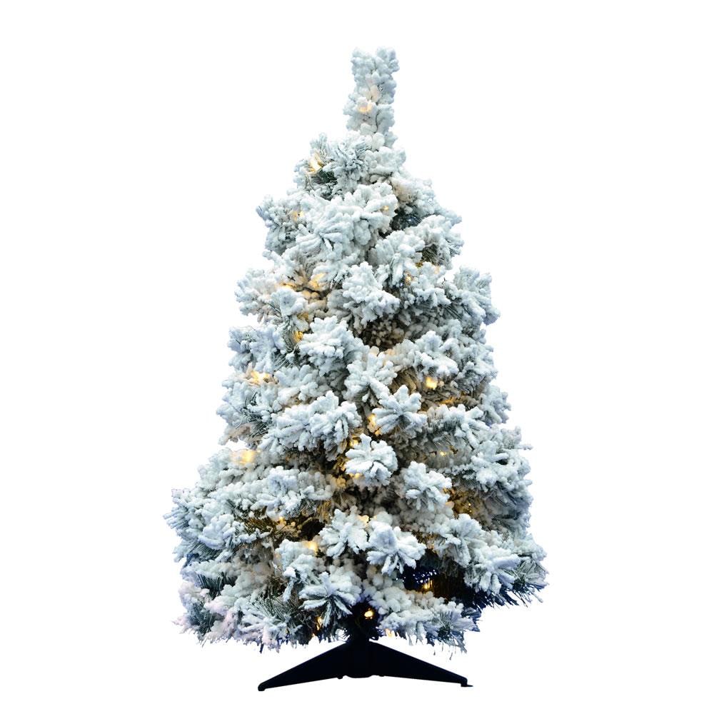Vickerman 3 Ft Pre Lit Traditional Flocked White Artificial Christmas Tree With 100 Constant Warm White Led Lights In The Artificial Christmas Trees Department At Lowes Com
