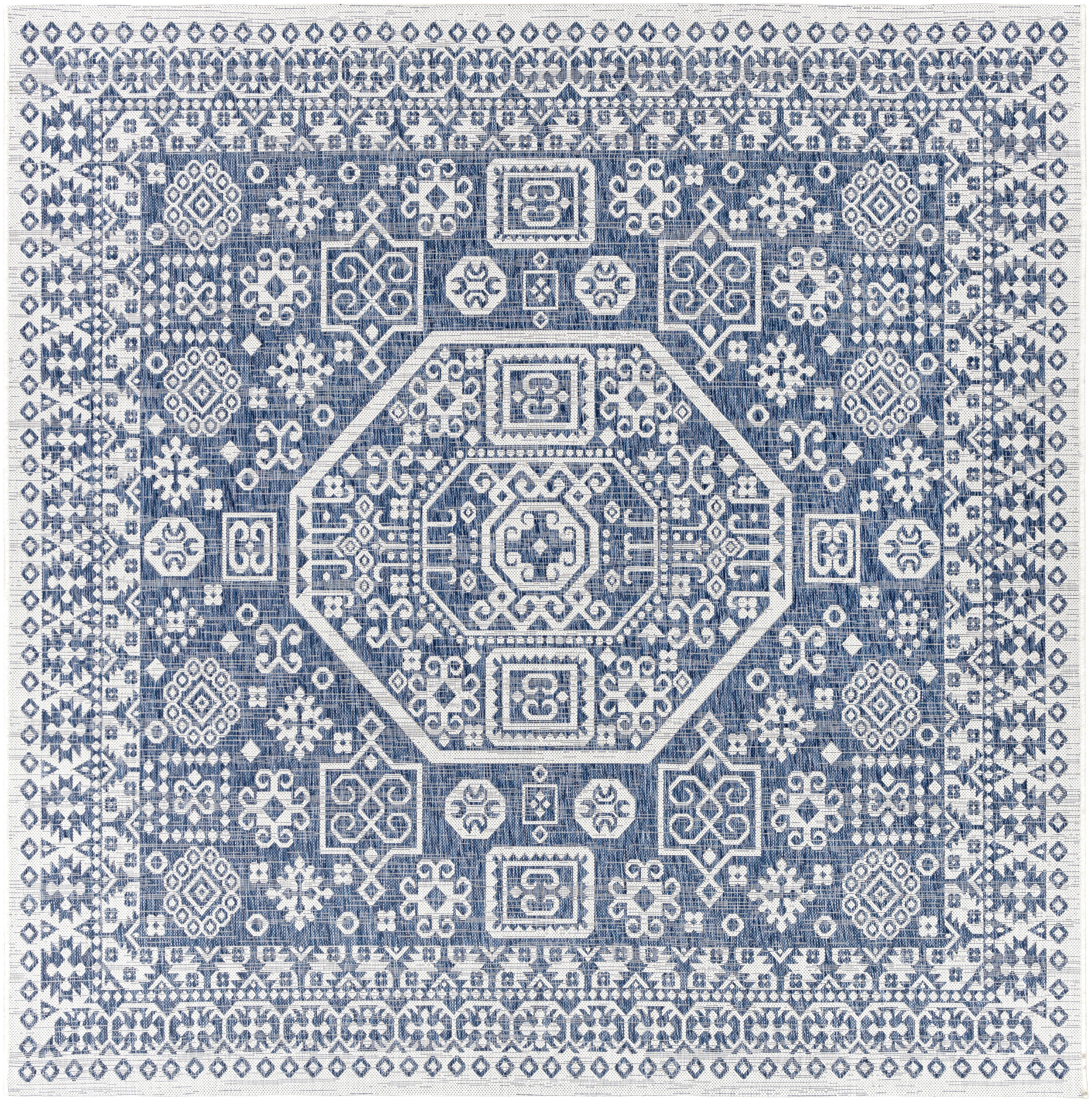 Surya EAG2358-710SQ Eagean 8 X 8 (ft) Bright Blue Square Indoor/Outdoor Medallion Oriental Area Rug