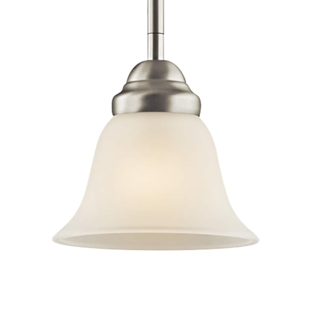 Kichler 2693NI Wynberg 1 -Light Brushed Nickel Transitional Etched glass Bell Small Hanging Pendant light