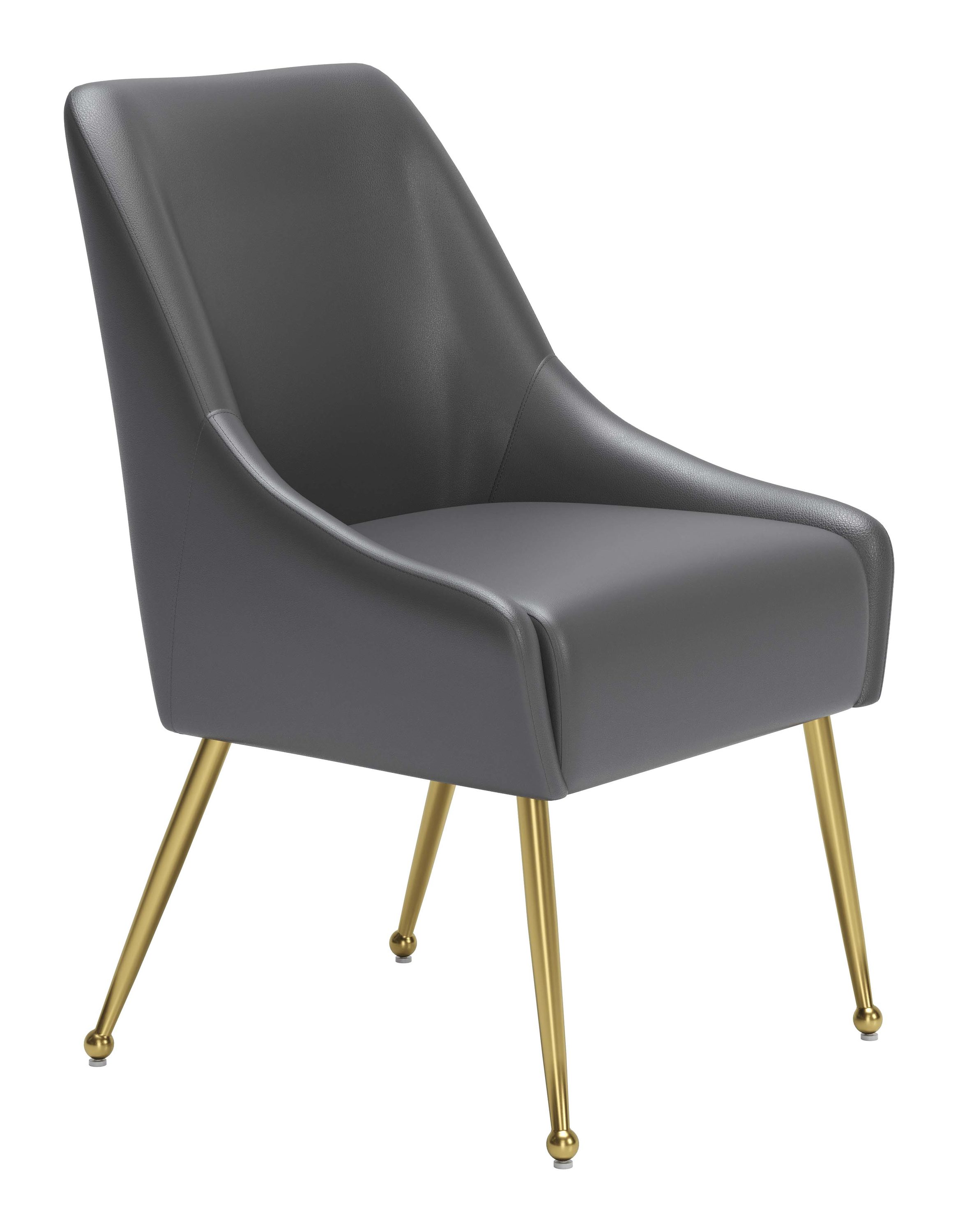 Faux Leather Upholstered Wooden Side Chair With Carved Details, Gray And  Gold, Set Of Two By Benzara - Gray and Gold – Modish Store