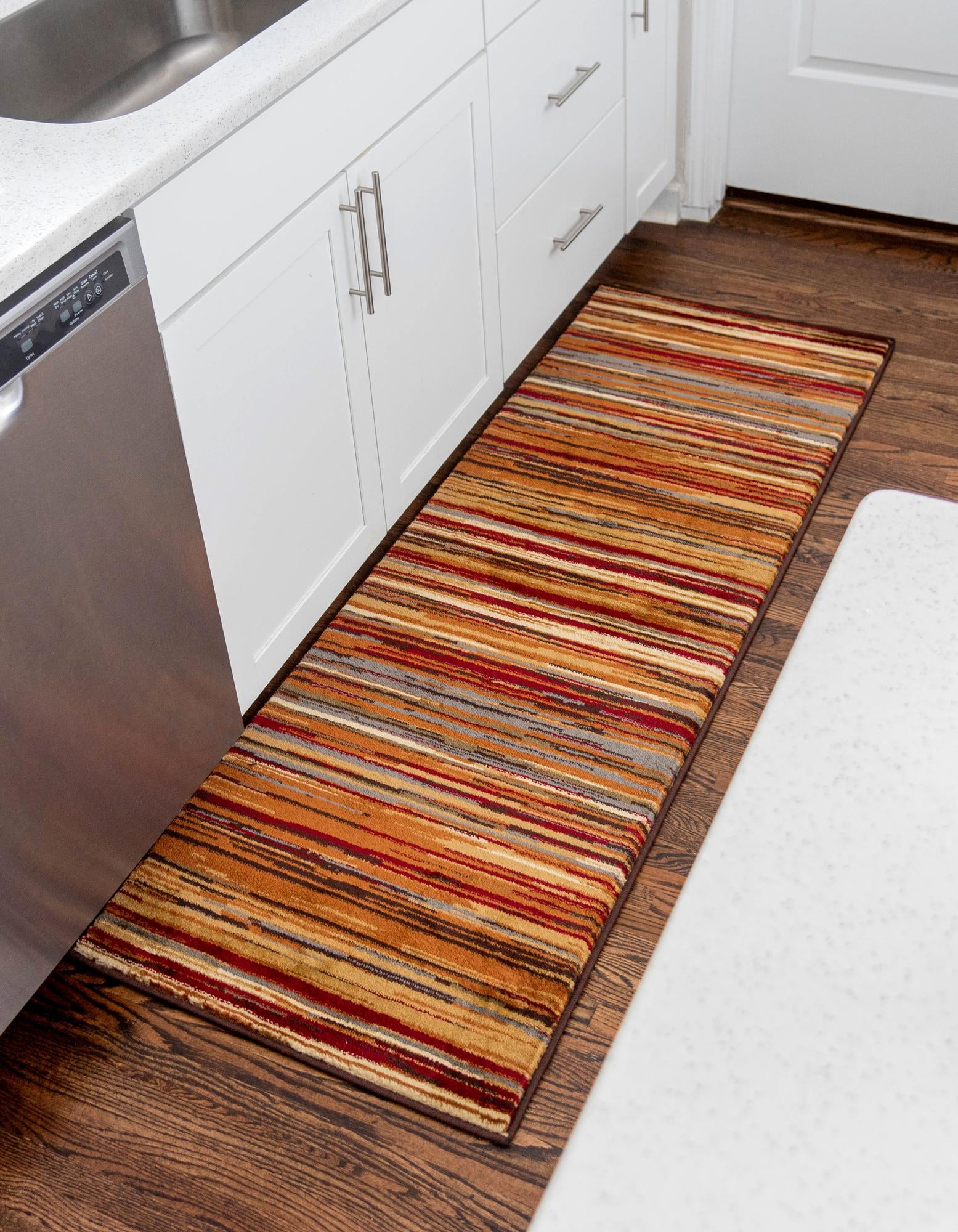 Unique Loom 3179770 Barista 2 x 4 (ft) Loomed Polypropylene Beige Rectangular Indoor Stripe Runner rug