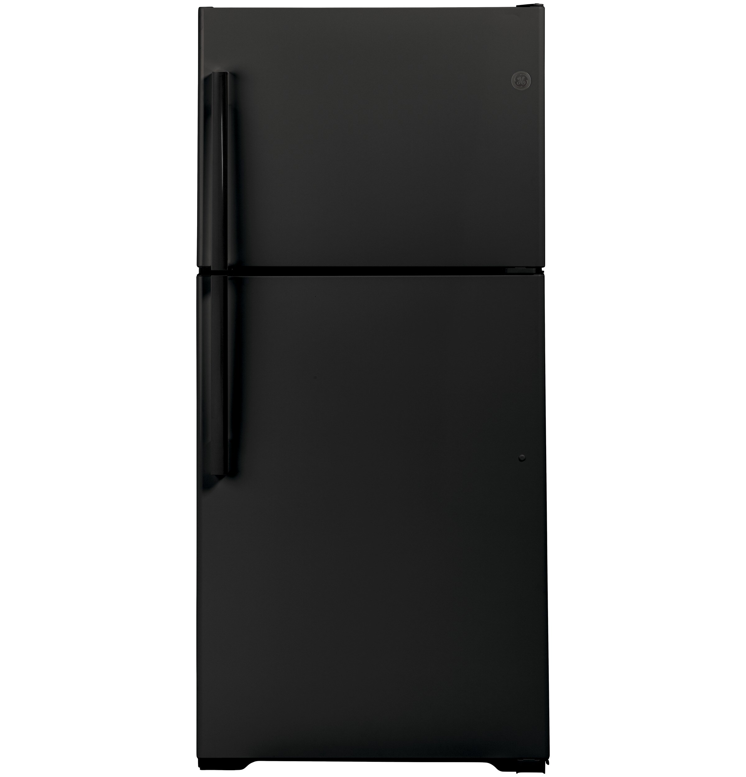 GE Garage-ready 21.9-cu ft Top-Freezer Refrigerator (Black) Garage Ready