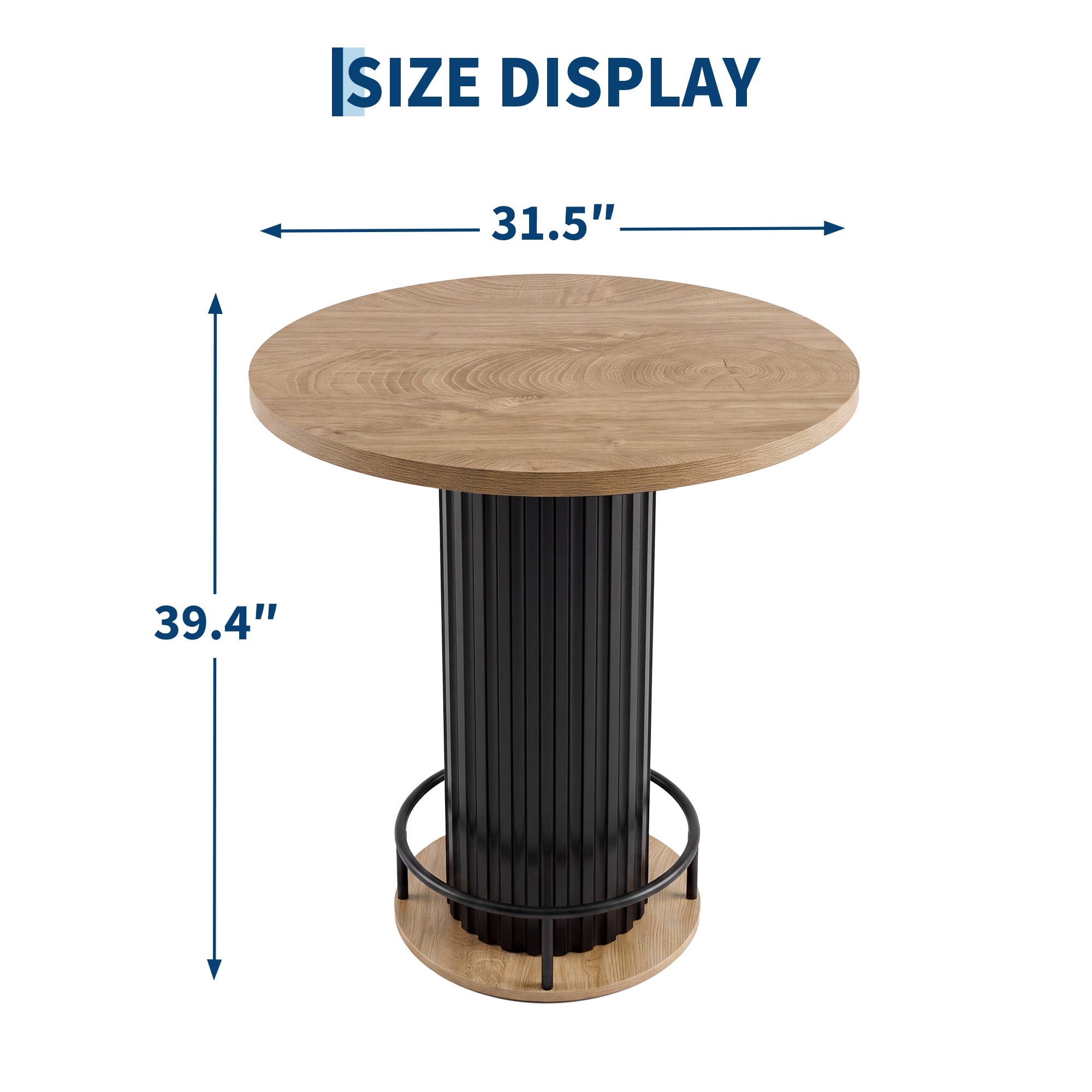 Garvee 31.5 in Round Bar Table 39.4 in high Iron Bistro Pub Table with ...