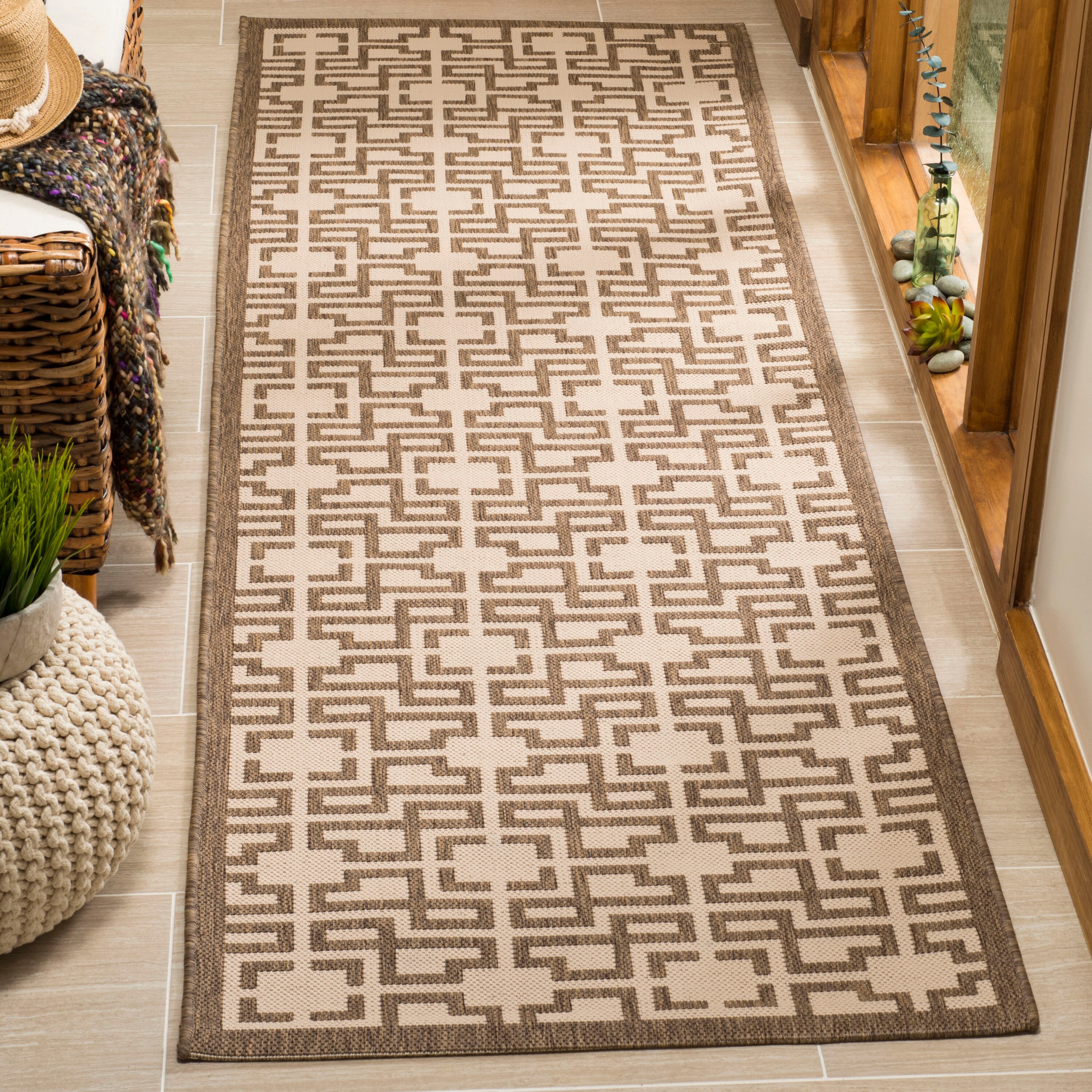 Martha Stewart MSR4281-232-38 Patrile 3 x 8 (ft) Loomed Polypropylene Beige/Brown Rectangular Indoor Geometric Coastal Runner rug