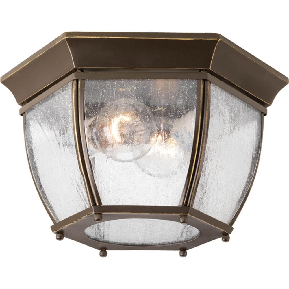 Antique Bronze Glass Indoor/Outdoor Flush Mount Light
