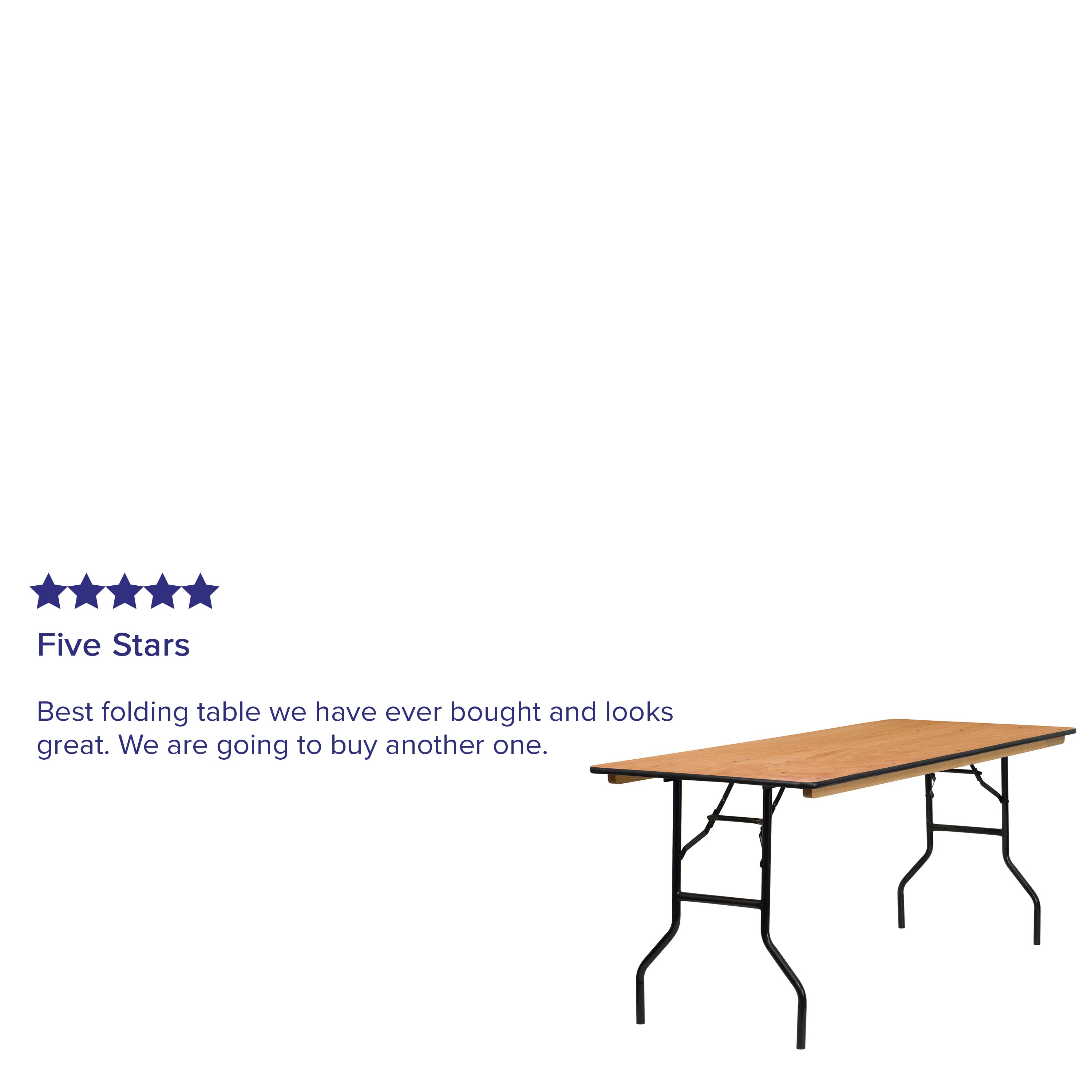Elegant 72" Black Metal and Brown Wood Rectangular Folding Banquet Table