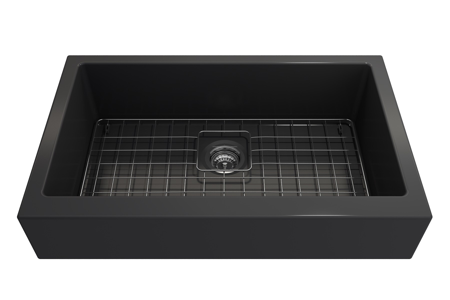 BOCCHI 1551-020-0120 Farmhouse apron front 34-Inches x 21-Inches Fireclay Single bowl Kitchen Sink