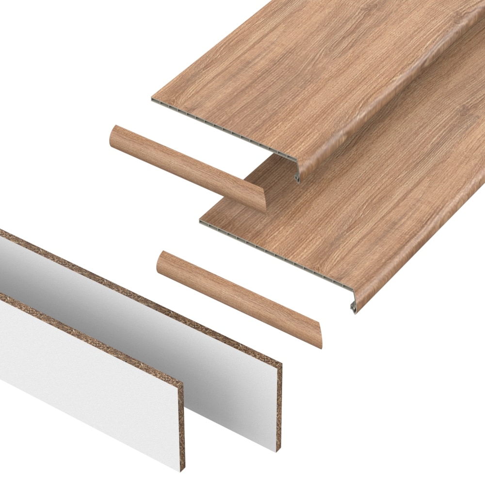 Pergo VTDKS-PR030 StairCraft (2-pack tread and riser kit) 48-in x 12.2-in x 1.73-in Paris Vinyl Reversible return Bullnose Stair Tread