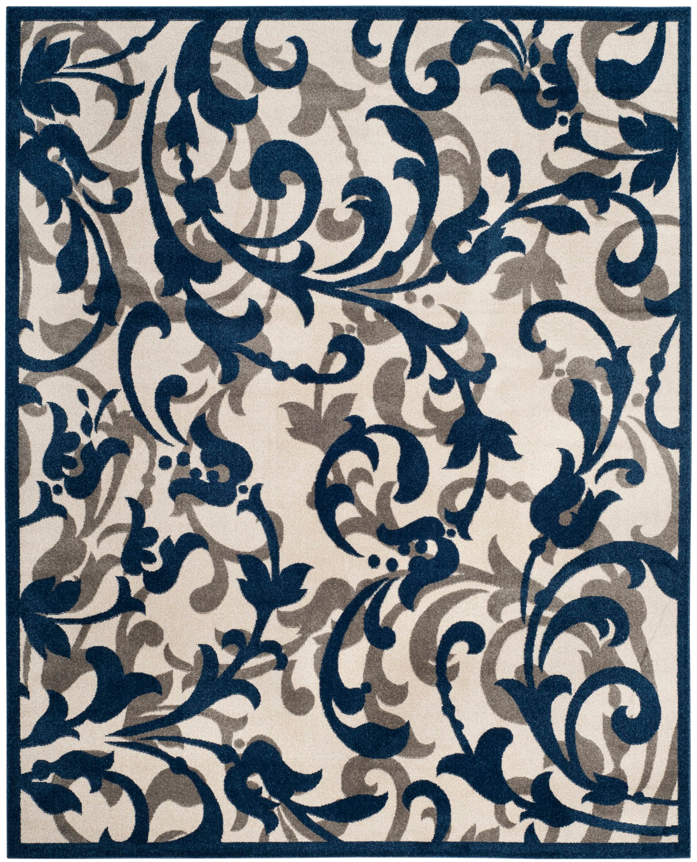 Safavieh AMT428M-8 Amherst Sophia 8 x 10 (ft) Loomed Synthetic Ivory/Navy Rectangular Indoor Abstract Farmhouse/Cottage Area rug