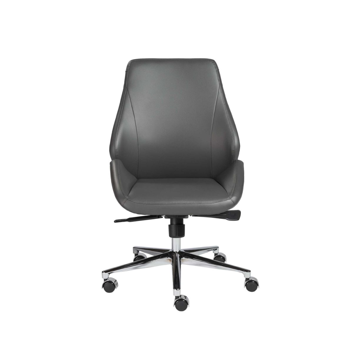 HomeRoots 370494 Amelia Gray Contemporary Adjustable Height Swivel Faux Leather Desk Chair